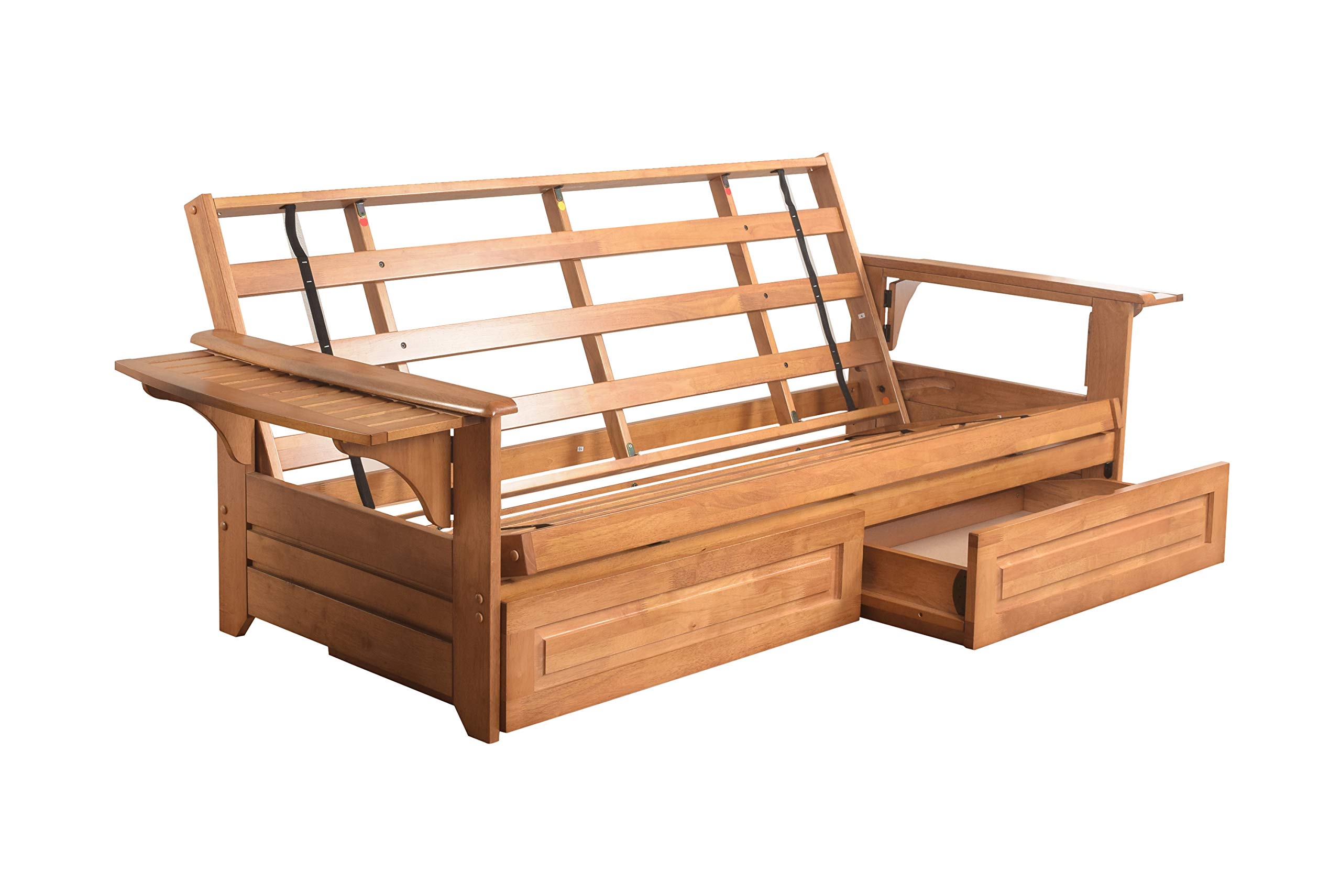 Kodiak Full Size Futon with Storage Drawers - Frame Only for Small Spaces