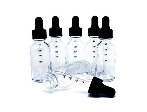 6 Pack Clear Glass Essential Oil Dropper Bottles with Calibrated Glass Eye Droppers & Free Perfume Sample - Perfect for DIY Perfume, Aromatherapy, Travel & Gift Sets
