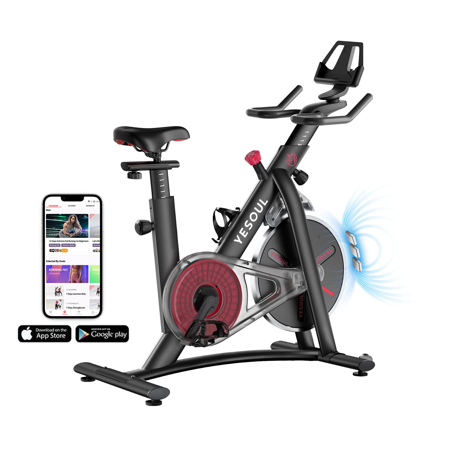 YESOUL S3 Smart Indoor Exercise Bike with Magnetic Resistance & Bluetooth - Home Workout Stationary Bike for Cardio, Spin Training & Fitness
