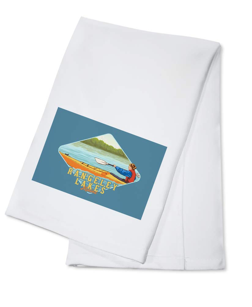 Rangley Lakes Maine Kayaking Woman Cotton Tea Towel - 100% Cotton Decorative Kitchen Towel & Hand Towel for Home Decor, Dish Drying, Gift Idea