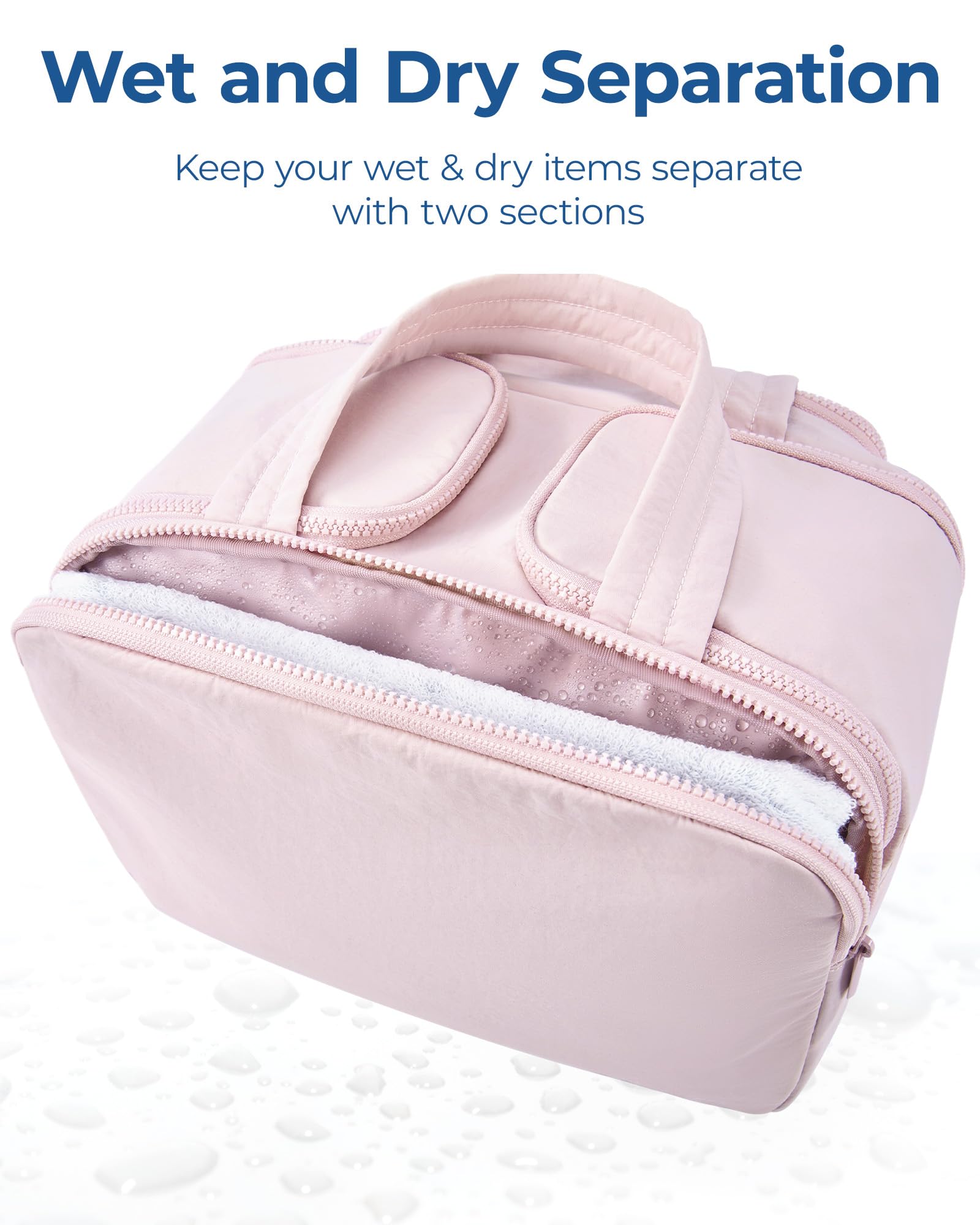 BAGSMART Travel Toiletry Bag for Women - Large Lightweight Cosmetic Organizer with Handle, Wide Open Design for Makeup, Accessories & Essentials (Pink) - Perfect for Air Travel, Gym & Weekend Getaways