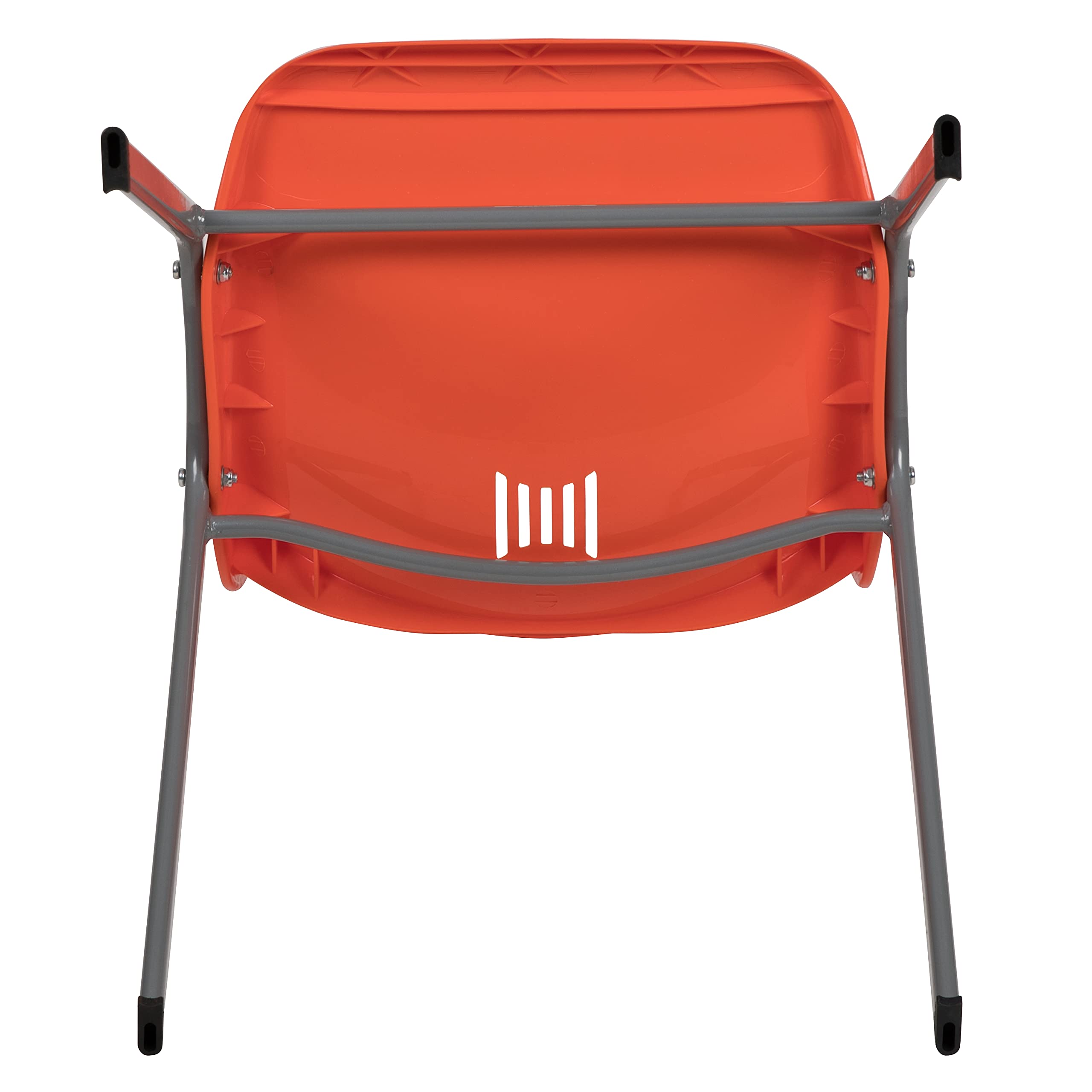 Emma & Oliver Orange Ergonomic Shell Stackable Chair - Comfortable Student Chair for Classroom, Office Guest Chair - Perfect for Schools, Libraries, and Waiting Areas