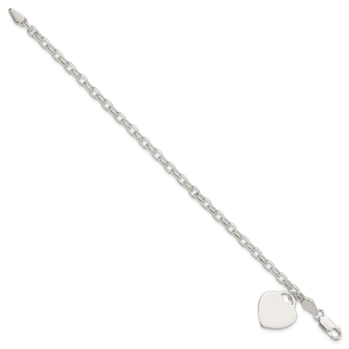925 Sterling Silver Heart Charm Bracelet for Women - 1.9mm Polished Love Heart with Lobster Claw Closure, 8.5 Inch Adjustable | Perfect for Valentine's Day Gifts, Anniversary Presents & Everyday Elegant Wear