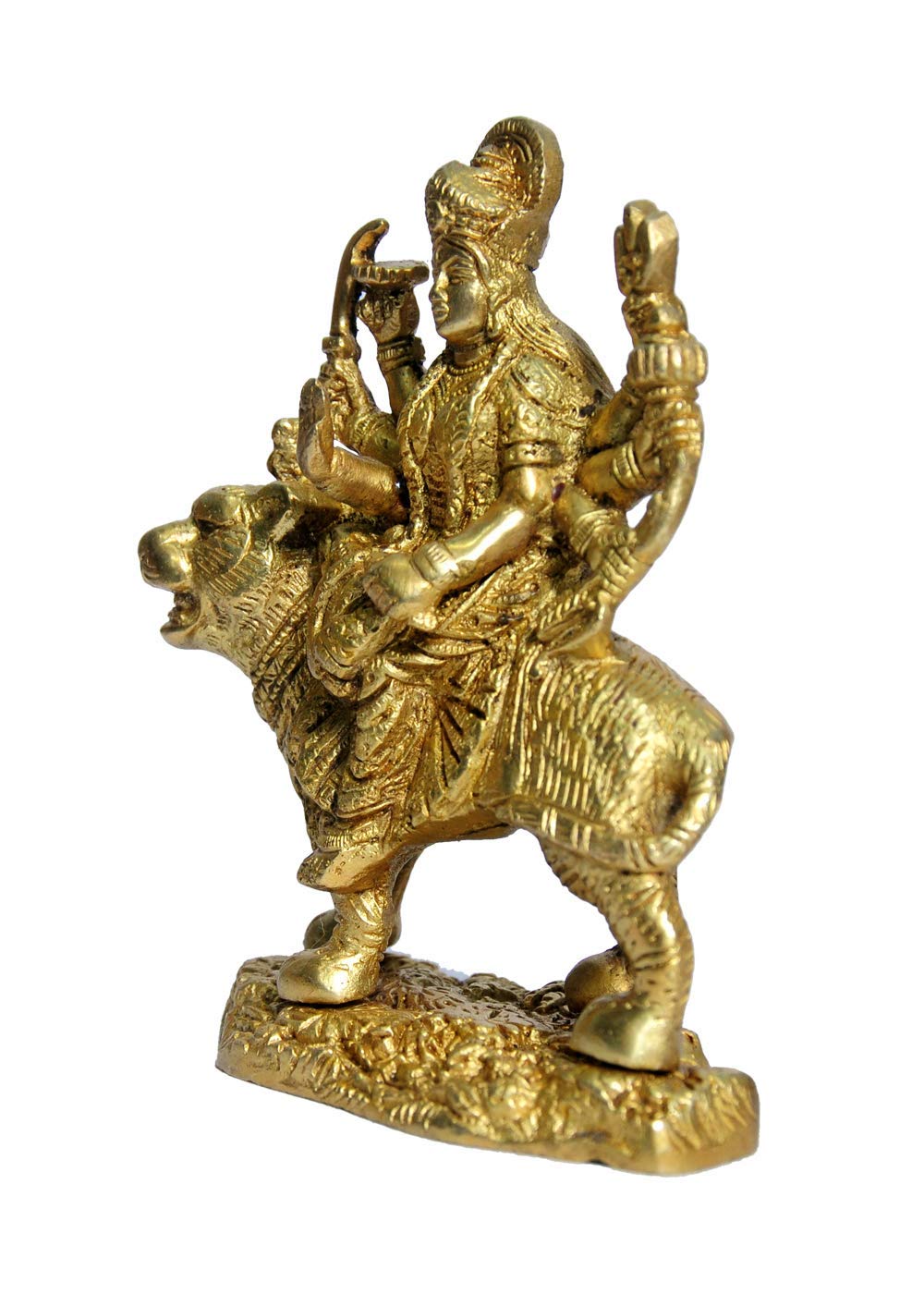 Handcrafted Brass Goddess Durga Statue - 4x2x5.25 Inches, 0.9kg - Hindu Deity Sculpture for Home Altar, Pooja Room & Spiritual Decor