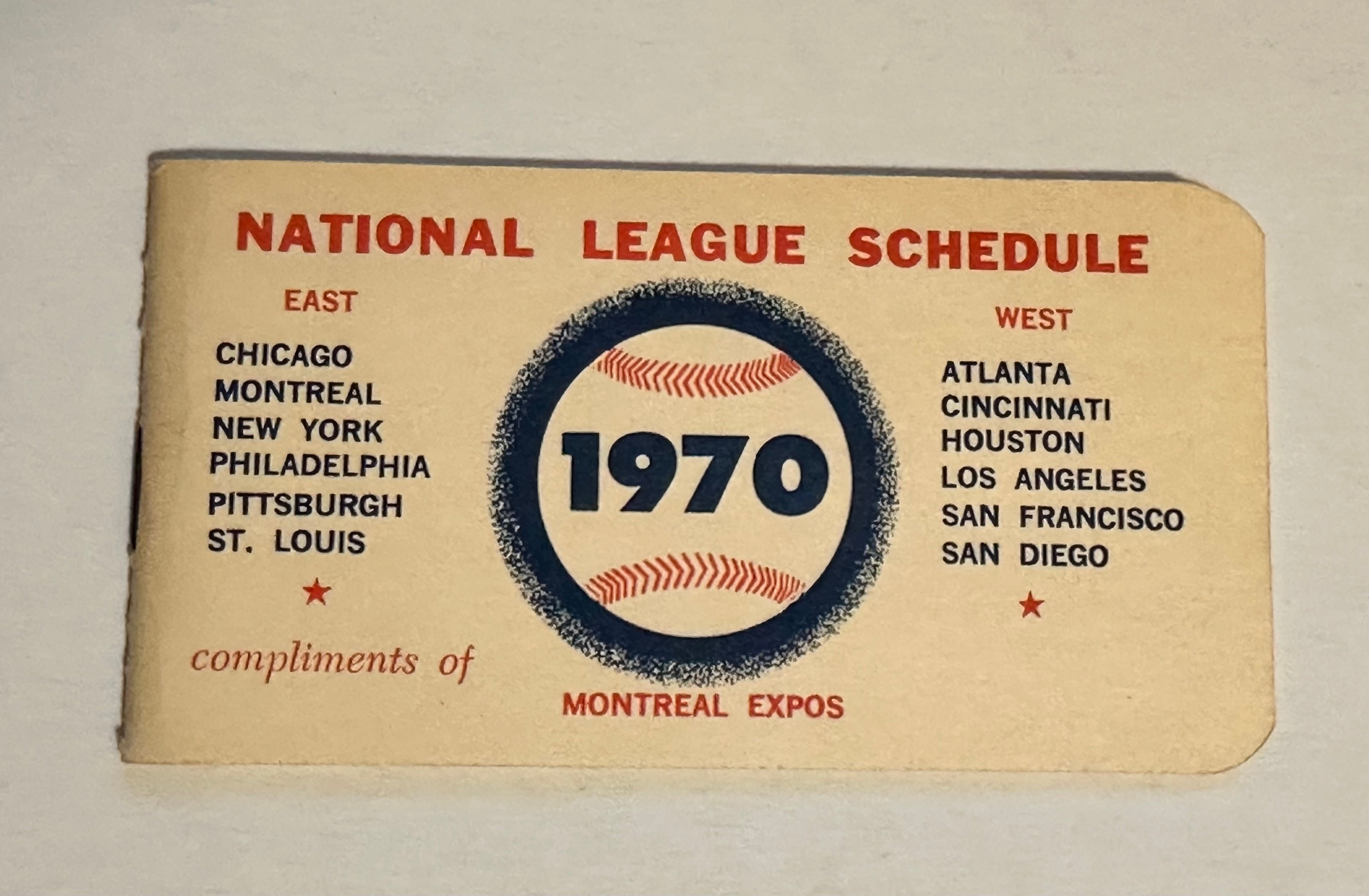 Vintage 1970 Montreal Expos Baseball National League Schedule Booklet - Perfect for Collectors & MLB Memorabilia Fans