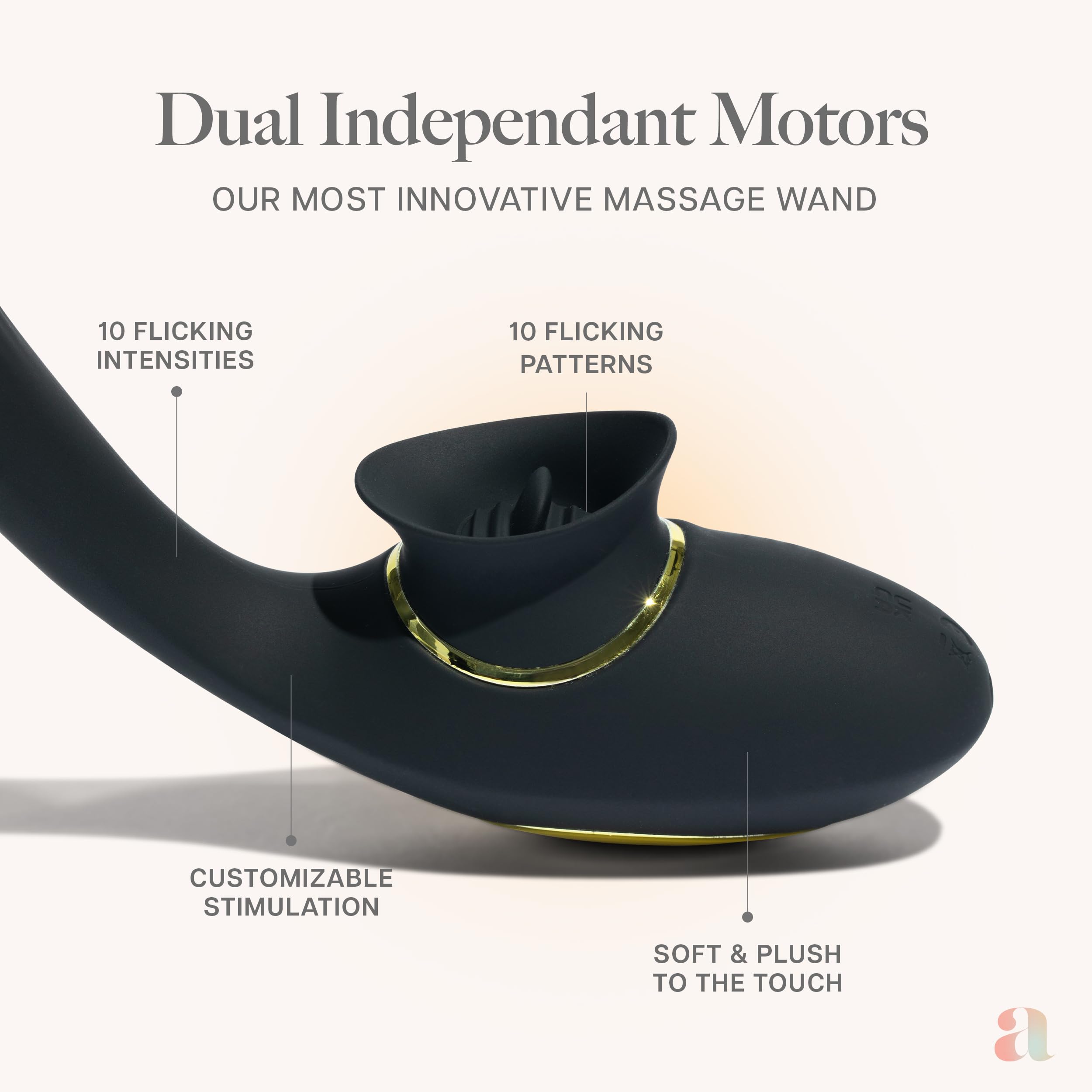 Ava FLIQ Bending Dual-Function Vibrator Wand - 10 Vibration & 10 Flicking Patterns G-Spot Stimulator - Rechargeable Personal Massager for Women - Perfect for Couples Play & Solo Pleasure - Black
