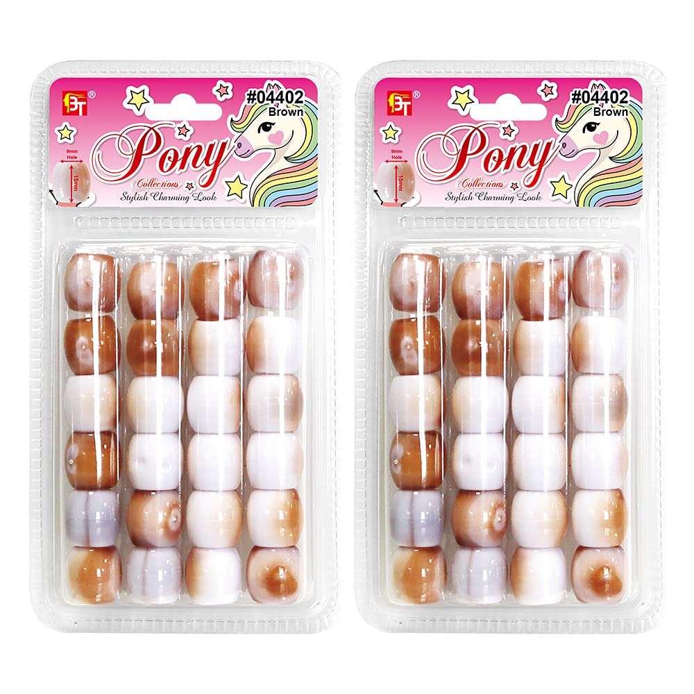 48pc DIY Beads Kit for Jewelry & Hair Bracelets - Brown Swirl Pony Beads for Crafts