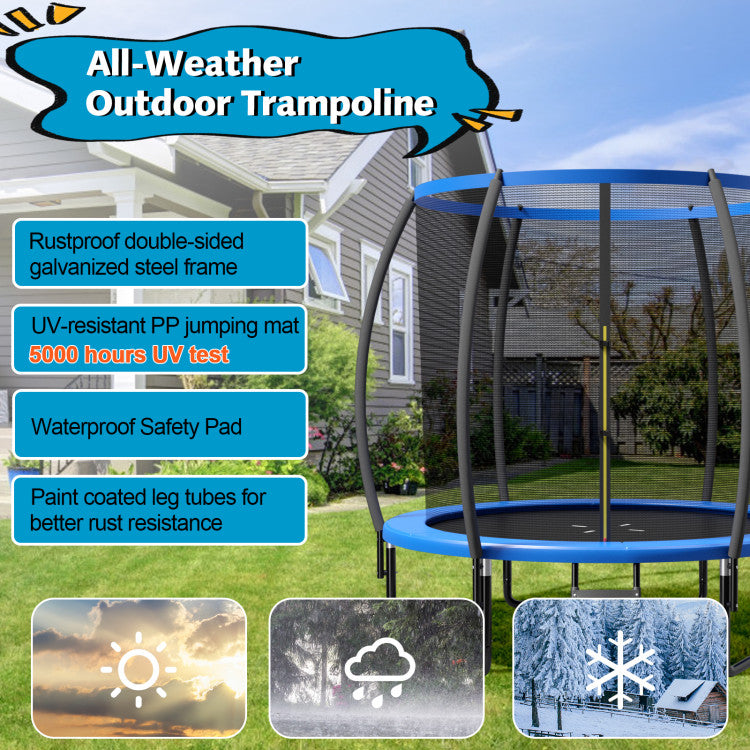 Costway 10ft Trampoline with Safety Enclosure Net & Ladder - ASTM Approved, 400 lbs Weight Capacity for Kids & Adults - Perfect for Backyard Fun, Outdoor Exercise & Family Recreation