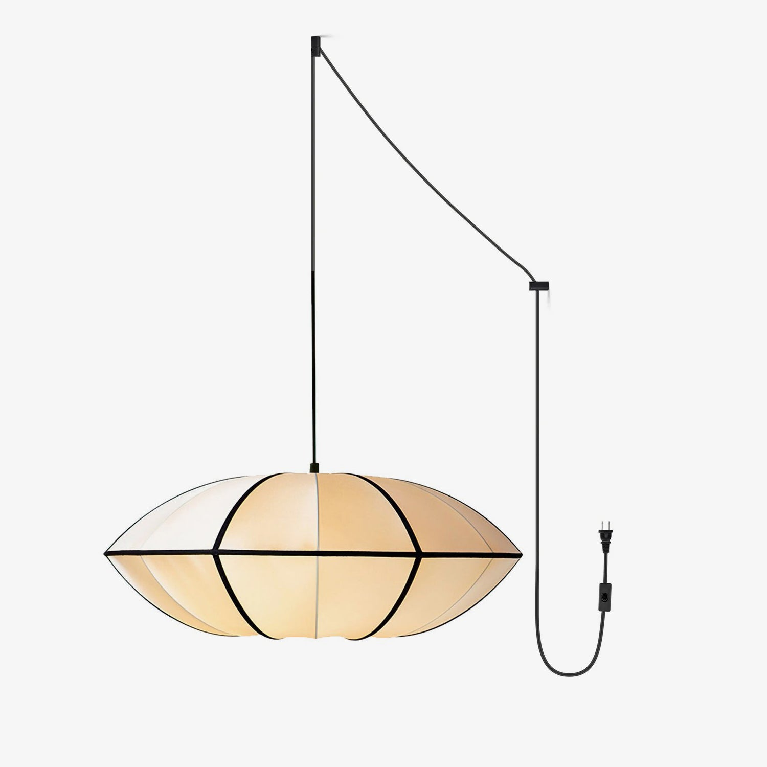 Bombori Pendant Swag Lamp - Adjustable Hanging Light Fixture for Bedroom, Living Room & Dining Room Decor | Vintage Industrial Style Ceiling Lighting