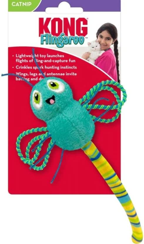 Kong Flingaroo Dragonfly Interactive Cat Toy - Fun Teaser Wand for Indoor Play & Exercise