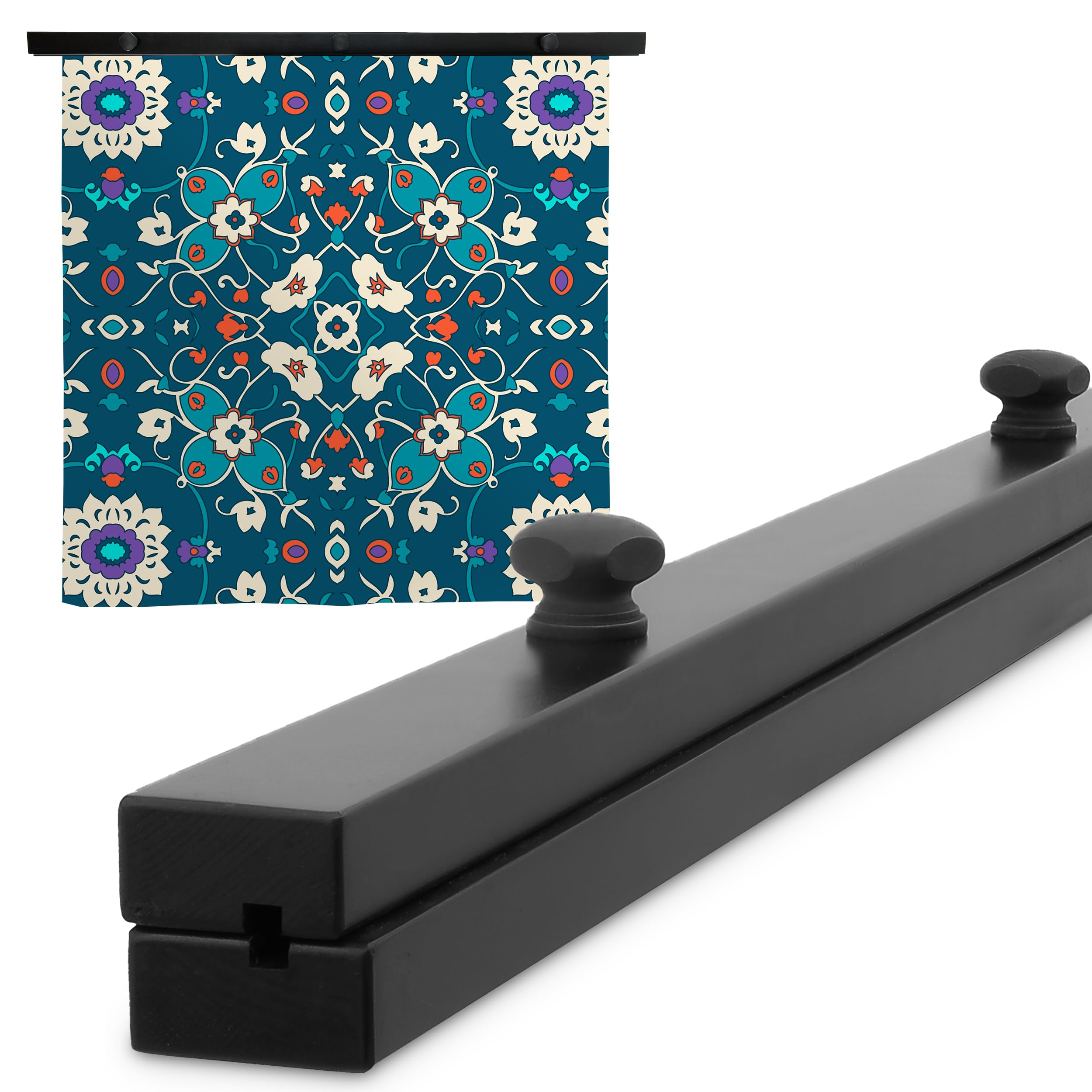 Black Maple Wood Quilt Hanger for Wall Display - 60 Inch Heavy Duty Tapestry & Rug Rack - Elegant Home Decor for Bedroom, Living Room, Dorm Wall Art Organization