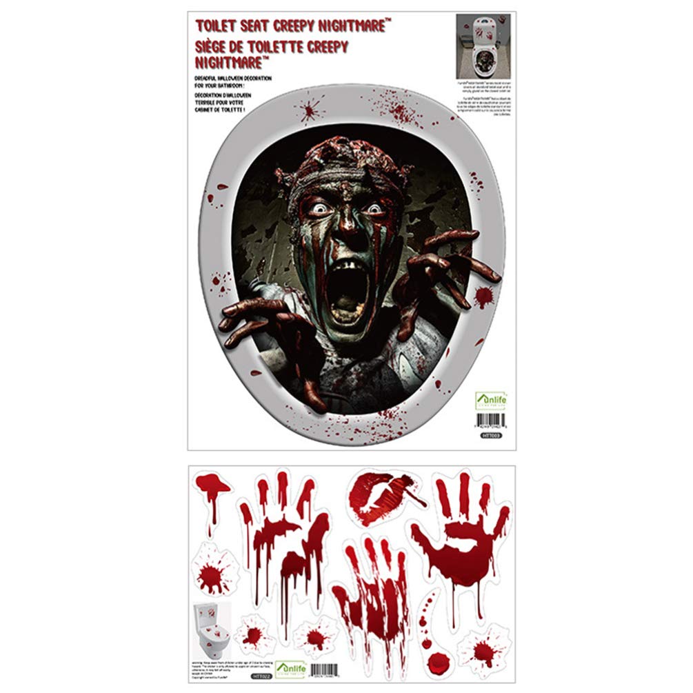 Scary Halloween Toilet Seat Sticker - Spooky Bathroom Decoration for Home & Party | Hemoton Horror Decor for Halloween, Haunted Houses & Themed Events