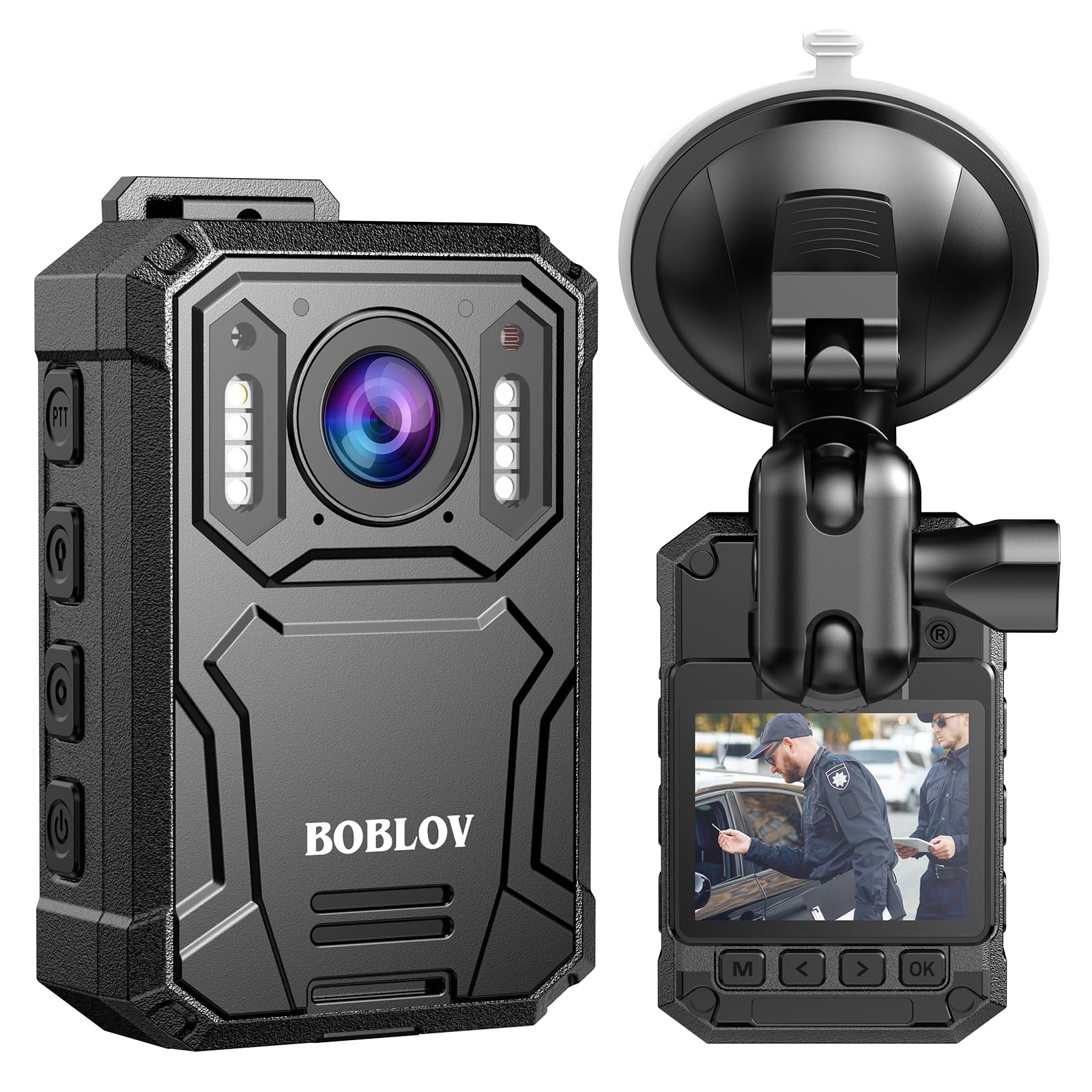 BOBLOV KJ23Pro 2K Body Camera with Night Vision - 64GB Storage, 4000mAh Battery for 15 Hours Recording, IP66 Waterproof - Ideal for Police, Security Guards & Outdoor Activities (64GB) - Perfect for Law Enforcement, Night Patrols & Adventure Sports