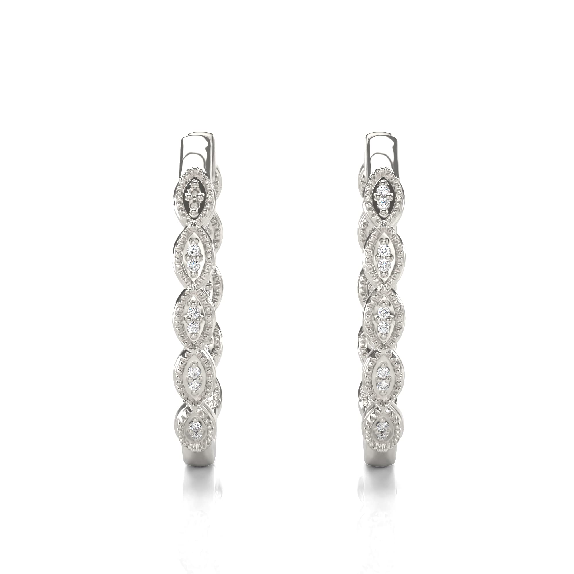 10K Gold & Sterling Silver 1/8 Carat Lab Grown Diamond Inside-Out Hoop Earrings for Women - G-H Color, SI Clarity - Elegant Everyday Wear & Special Occasion Jewelry Gift