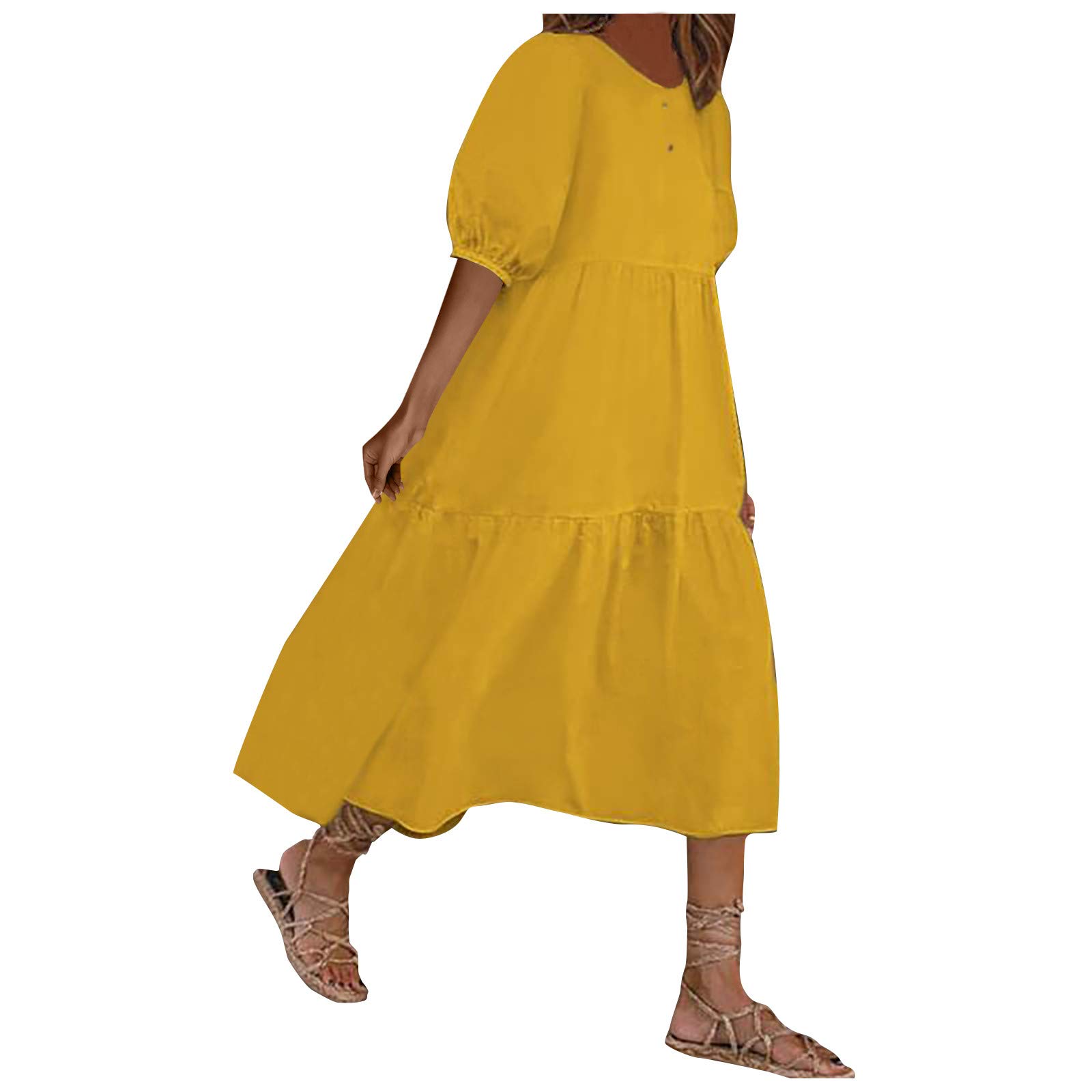 Women's Summer Short Sleeve Casual Dress - Flowy Loose Fit Beach Dress for Dating, Work & Everyday Wear | Perfect for Outdoor Activities, Vacations & Office Outfits