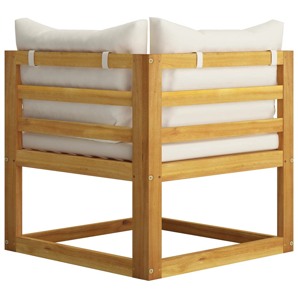 4-Piece Acacia Wood Patio Furniture Set with Cushions - Cream Outdoor Lounge Chairs for Garden, Lawn, Poolside & Backyard Relaxation | Durable Solid Wood Patio Seating for Outdoor Entertaining