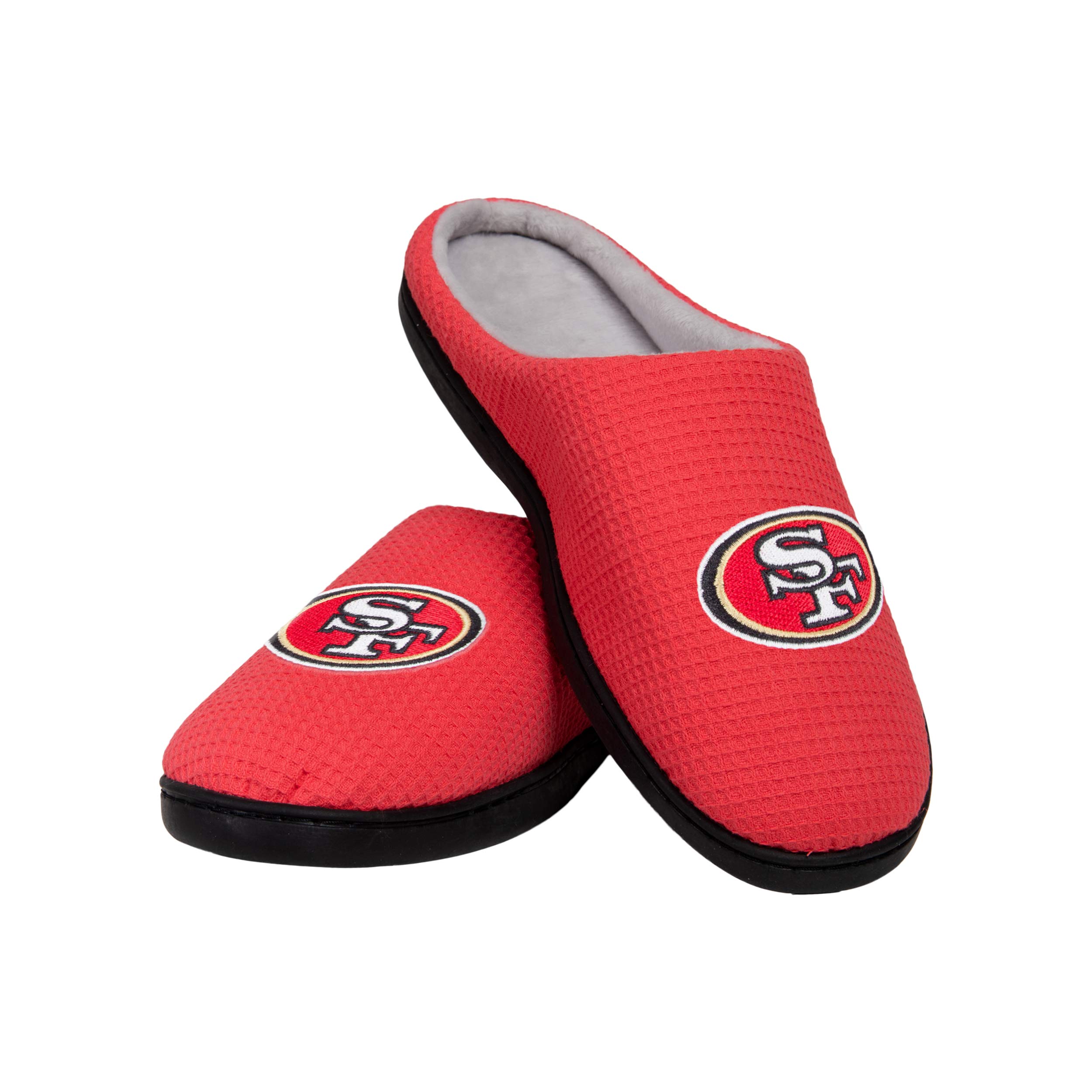 FOCO Men's NFL Team Logo Memory Foam Slide Slippers - Comfortable House Shoes for Indoor & Outdoor Wear - Perfect for Lounge, Beach, and Poolside Relaxation