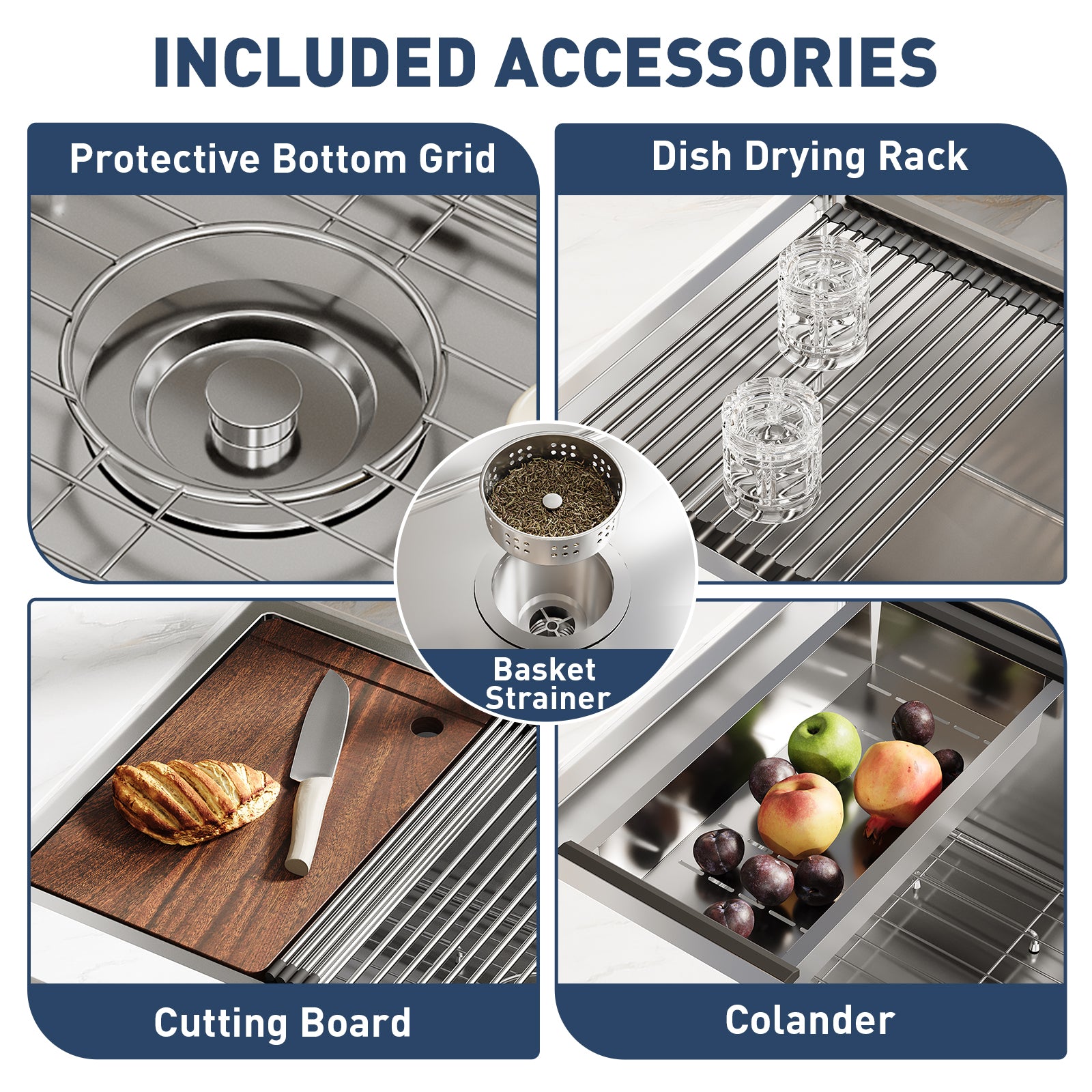 GARVEE 32 Inch Undermount Single Bowl Stainless Steel Kitchen Sink with Drain Board & Accessories - Heavy Duty Commercial Grade Utility Sink Basin for Kitchen, Laundry Room & RV (32x19x10 Inches) - Perfect for Food Prep, Dish Washing & Clothes Soaking