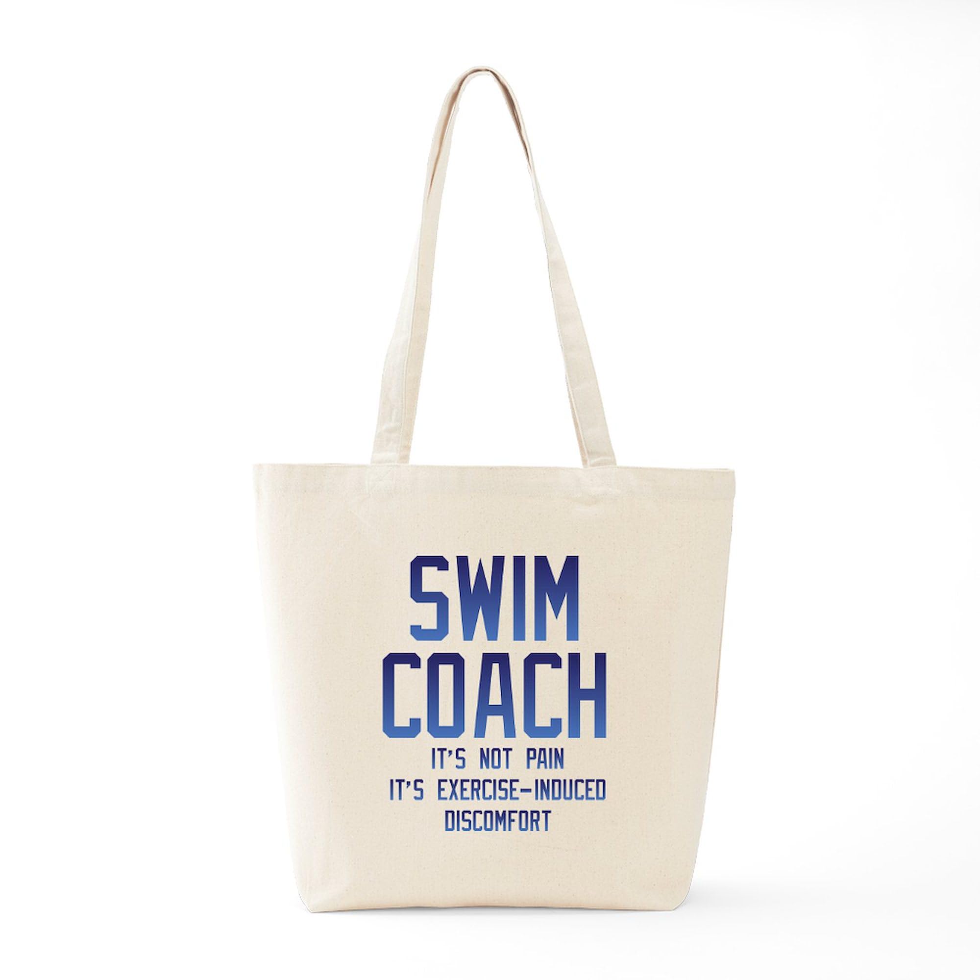 Swim Coach It's Exercise Induced Discomfort Tote Bag - Natural Canvas Reusable Shopping Bag for Swimming Pools, Beach & Gym