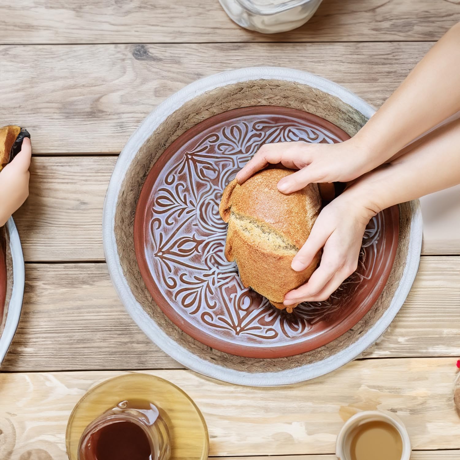 Terracotta Bread Warmer Basket with Warming Stone - Sourdough & Tortilla Warmer - Ceramic Warming Tray & Ideal Bread Proofing Box for Home Baking | Perfect for Artisan Bread, Pizza Dough & Pastry Proofing