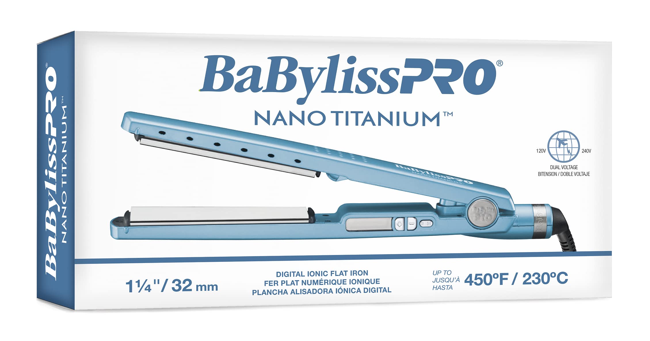 BabylissPRO Nano Titanium Ionic Hair Straightener - Professional Flat Iron for All Hair Types | Salon-Quality Styling at Home for Smooth, Shiny Hair