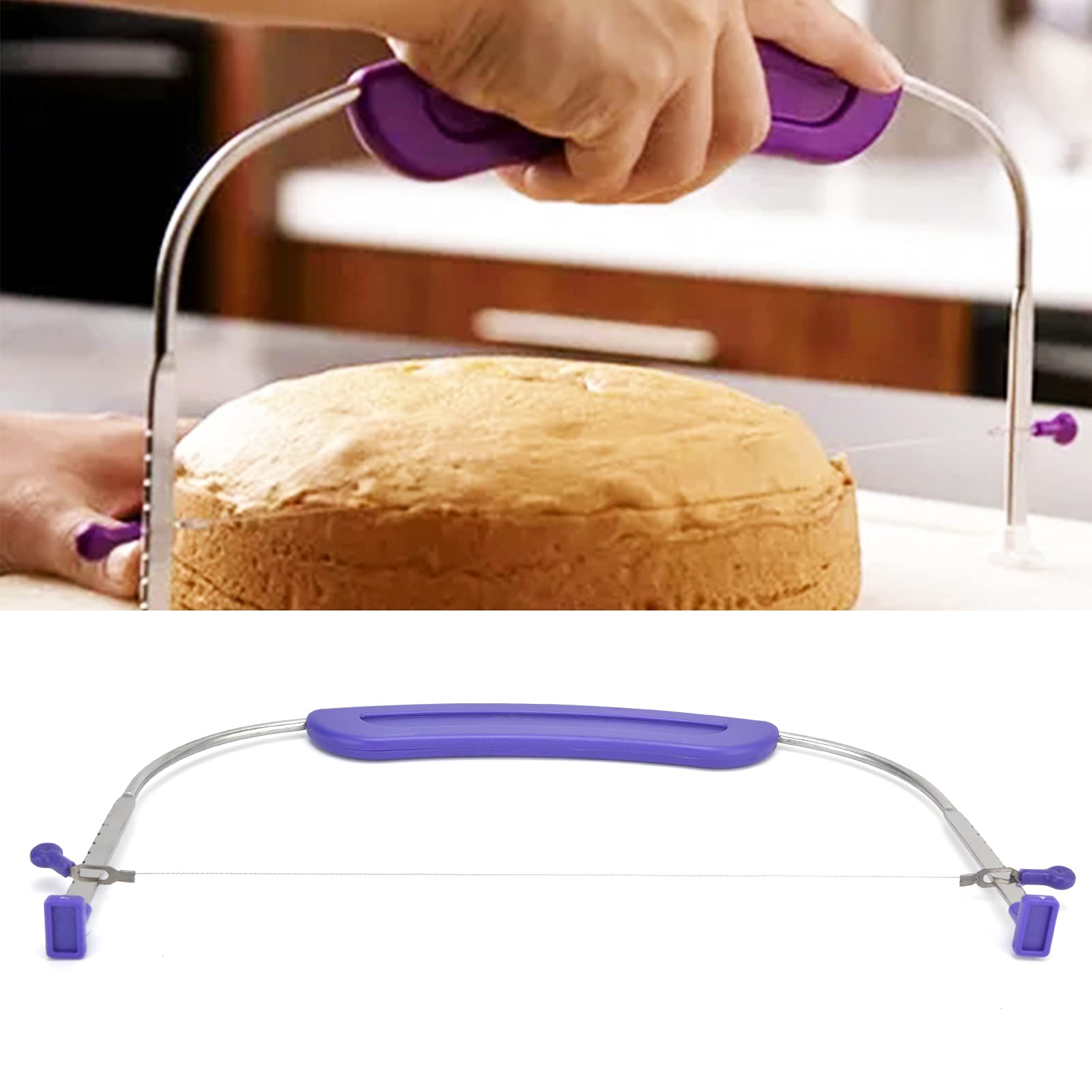 Stainless Steel Cake Leveler & Slicer - Professional Cake Cutter with Anti-Slip Handle for Even Layers - Perfect for Baking, Cake Decorating, and Pastry Making - Ideal for Home Bakers and Professional Bakeries