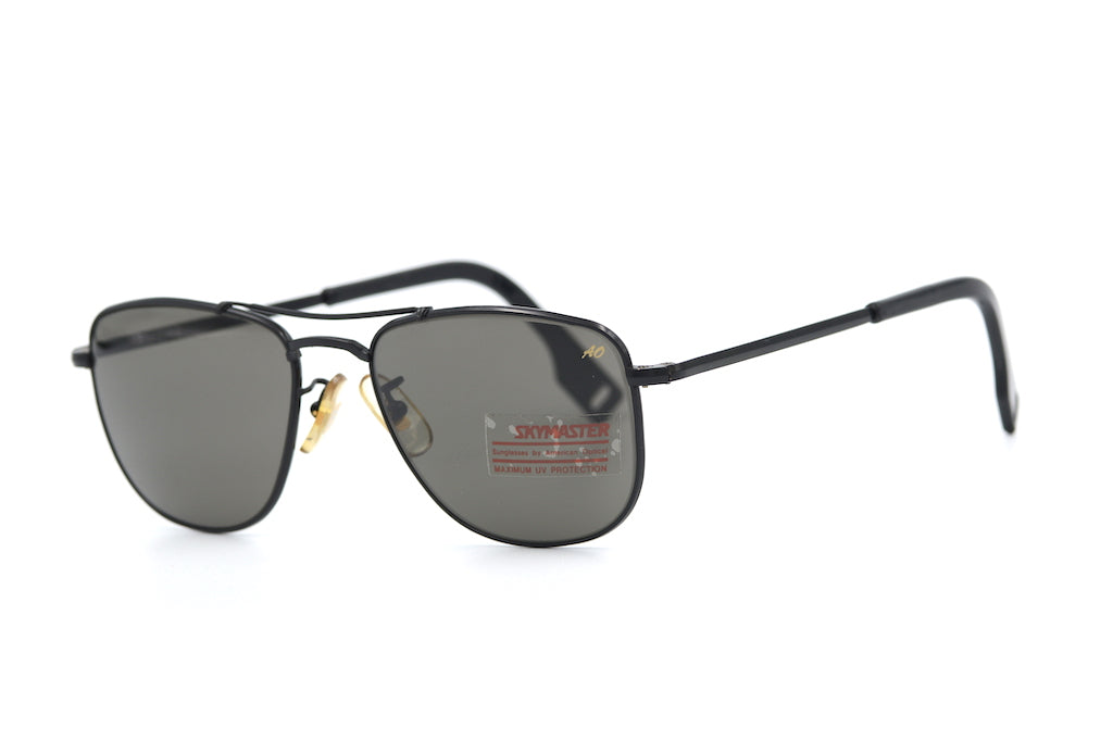 American Optical Skymaster Pilot Black Sunglasses - Classic Aviator Style for Men & Women - UV Protection, Lightweight & Durable - Perfect for Driving, Flying, Outdoor Adventures & Fashion