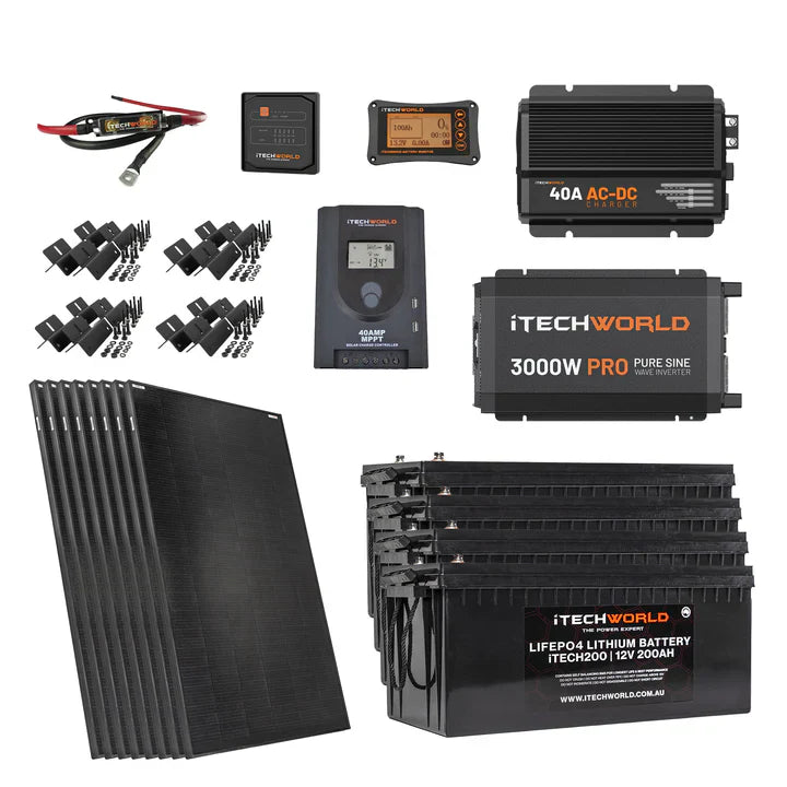 iTechworld 10.24kWh Off Grid Solar Power System Kit - Complete Energy Solution for Home, RV & Emergency Backup