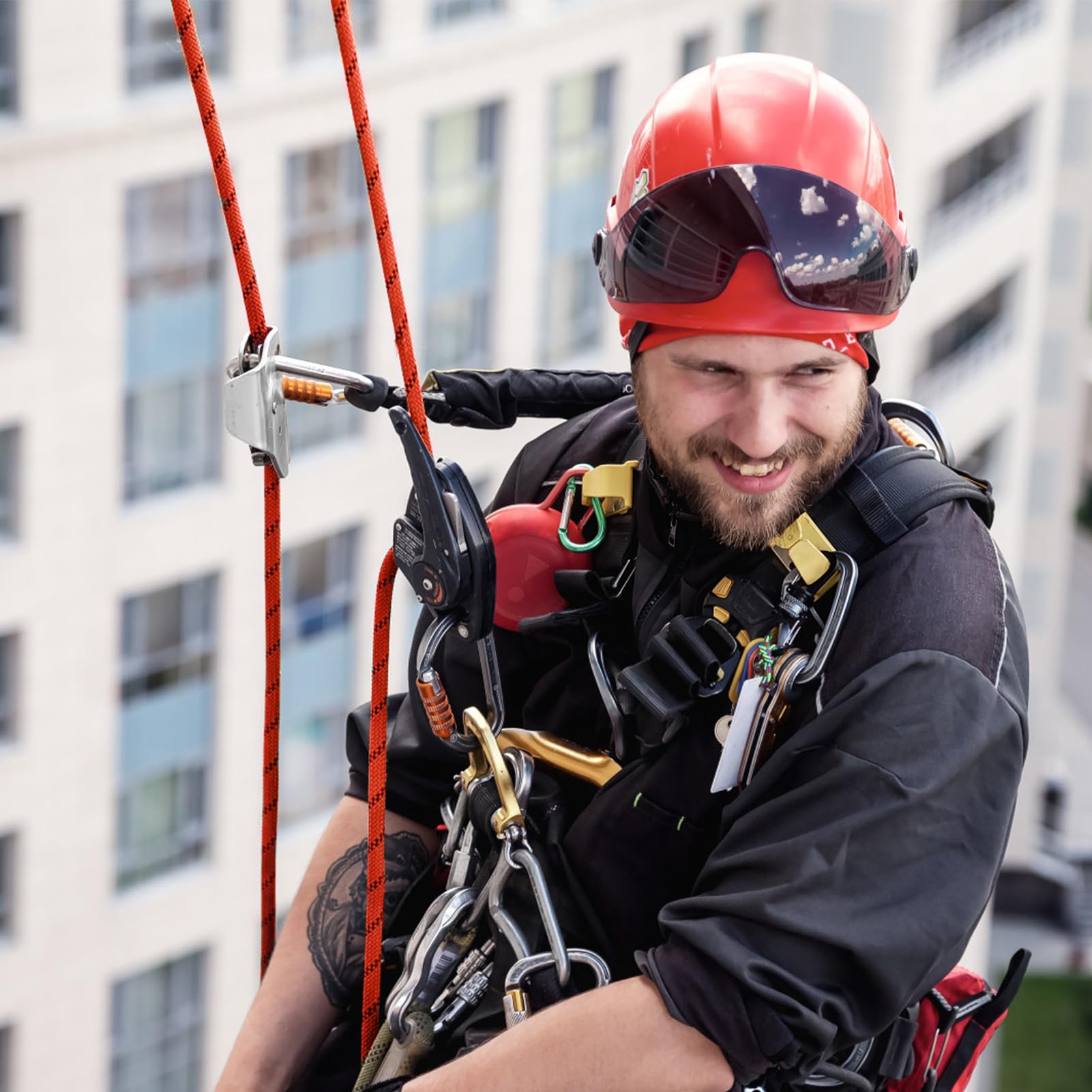 Professional Adjustable Climbing Safety Lanyard - Fall Protection Rope for Tree Climbing & High Altitude Work - Ideal for Arborists, Rock Climbing & Construction Safety Gear