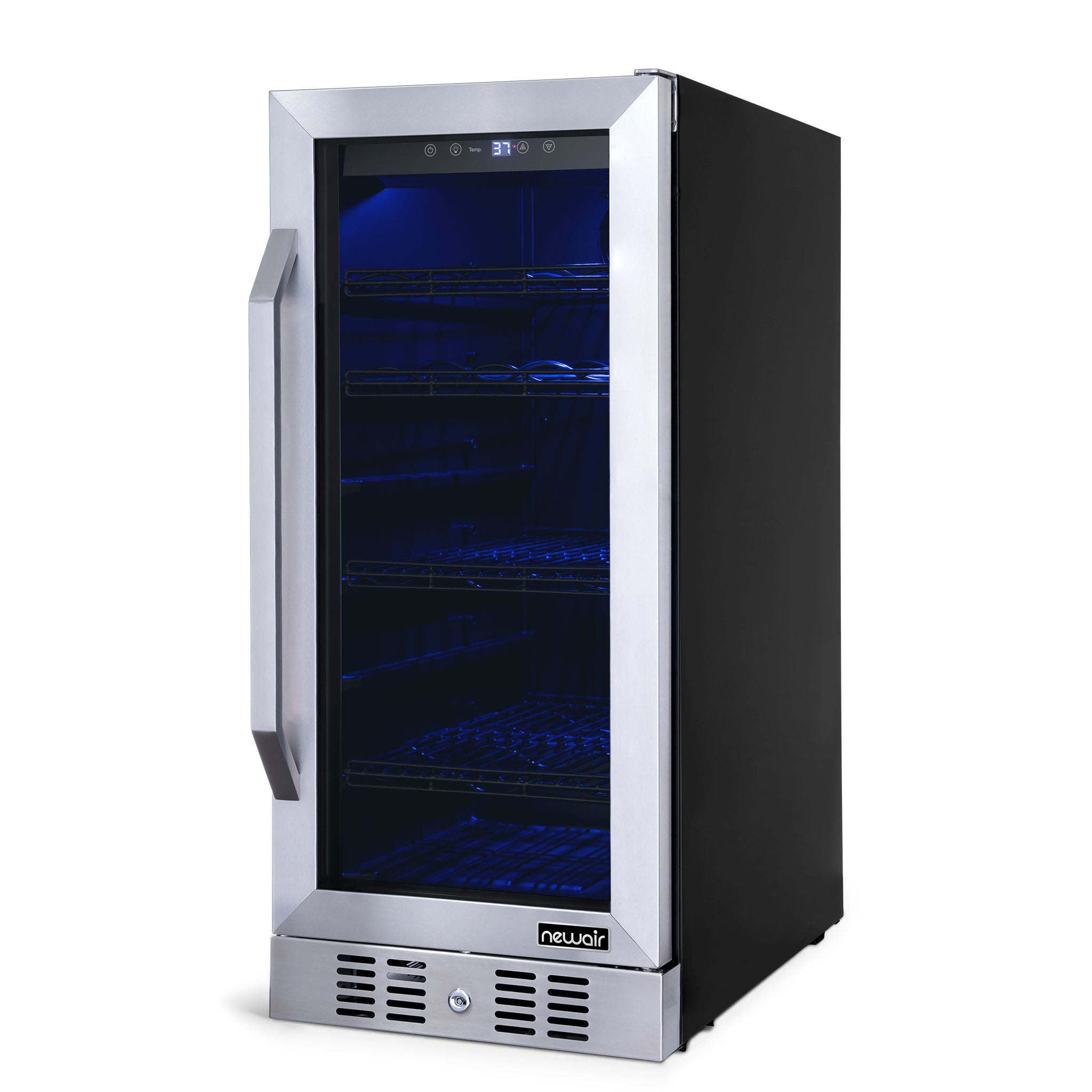 Newair® 80 Can 33 Bottle Stainless Steel Beverage Refrigerator - Built-In Cooler for Beer, Wine & Soda - Perfect for Home Bar, Office & Man Cave