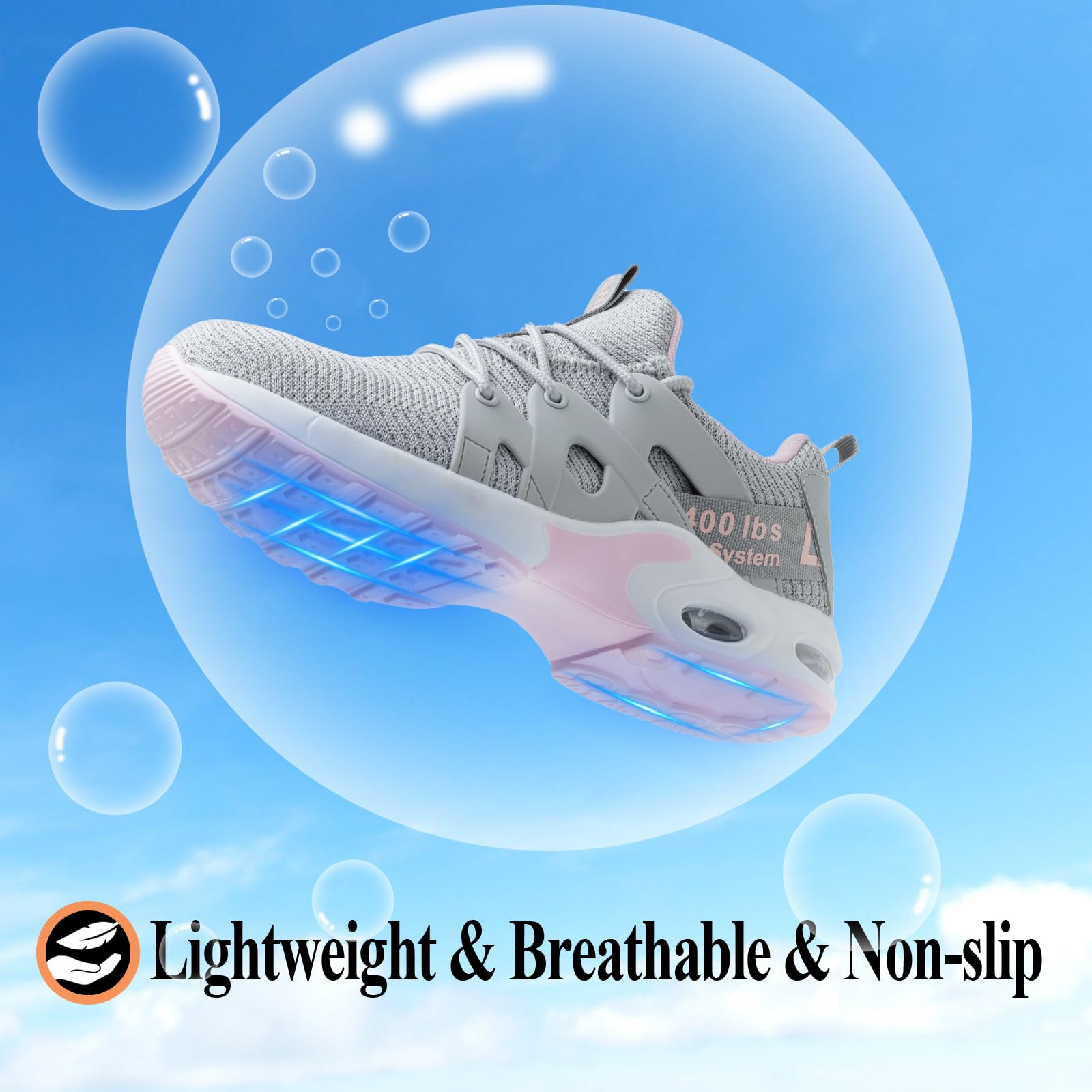 **Women's Steel Toe Work Shoes - Indestructible Safety Sneakers with Air Cushion, Lightweight & Breathable, Puncture & Slip Resistant, Composite Toe - Perfect for Construction, Warehouse & Outdoor Work**