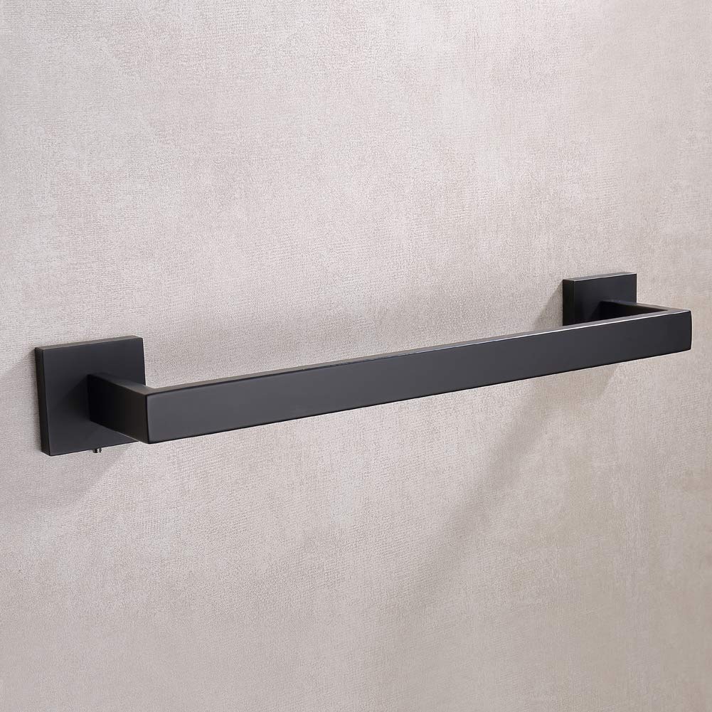 16 Inch Black Stainless Steel Towel Bar - Heavy Duty SUS 304 Bathroom & Kitchen Towel Holder with Wall Mount Screws - Matte Black Finish for Modern Home Decor (Perfect for Bathrooms, Kitchens, Laundry Rooms & Spa Areas)
