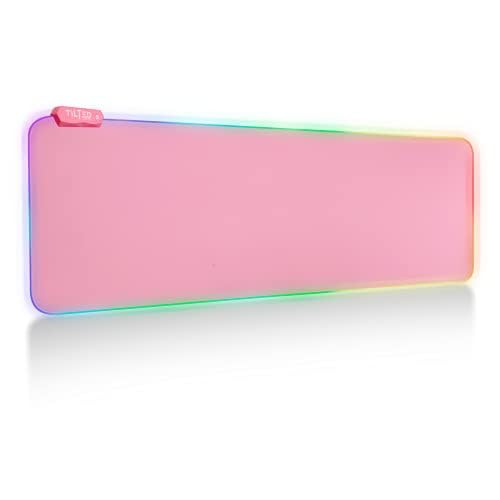 Tilted Nation Pink RGB Gaming Mouse Pad - Large LED Mouse Mat with 8 Light Modes, Smooth Gliding Surface & Easy to Clean | Perfect for Girl Gamers & Streamers | Ideal for Gaming Setup, Office Work & PC Battlestation