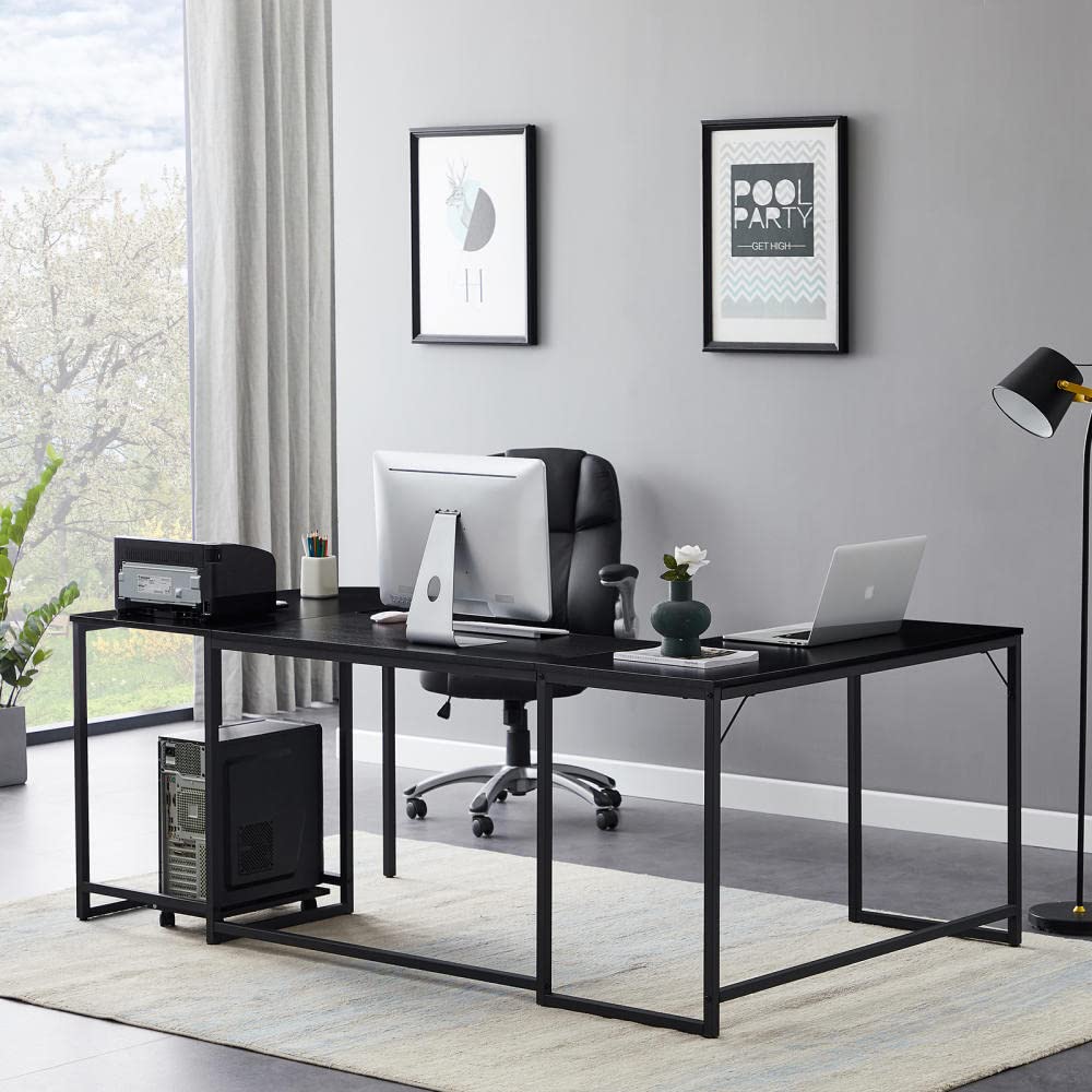 Ergonomic U-Shaped Corner Computer Desk with Monitor Stand - Home Office Gaming Workstation, Space-Saving Design & Easy Assembly - Perfect for Small Spaces, PC Gaming, and Remote Work Setup