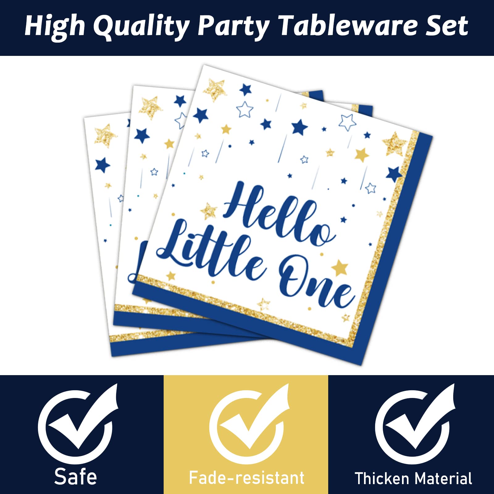 Wiooffen 96-Piece Twinkle Twinkle Little Star Party Gender Reveal Supplies Set - Includes Plates, Napkins & Forks for 24 Guests - Perfect for Baby Showers, Gender Reveal Parties & Celebrations (Pink/Blue Theme)