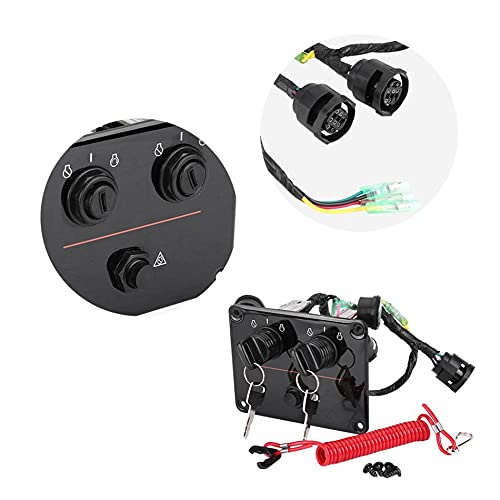 12V Dual Engine Key Switch Panel Main Twins Switch Control Assembly for Yamaha Outboard Engines 6K1-82570-13-00 - Marine Boat Accessories for Engine Control & Safety (Perfect for Fishing Boats, Speedboats & Watercraft)