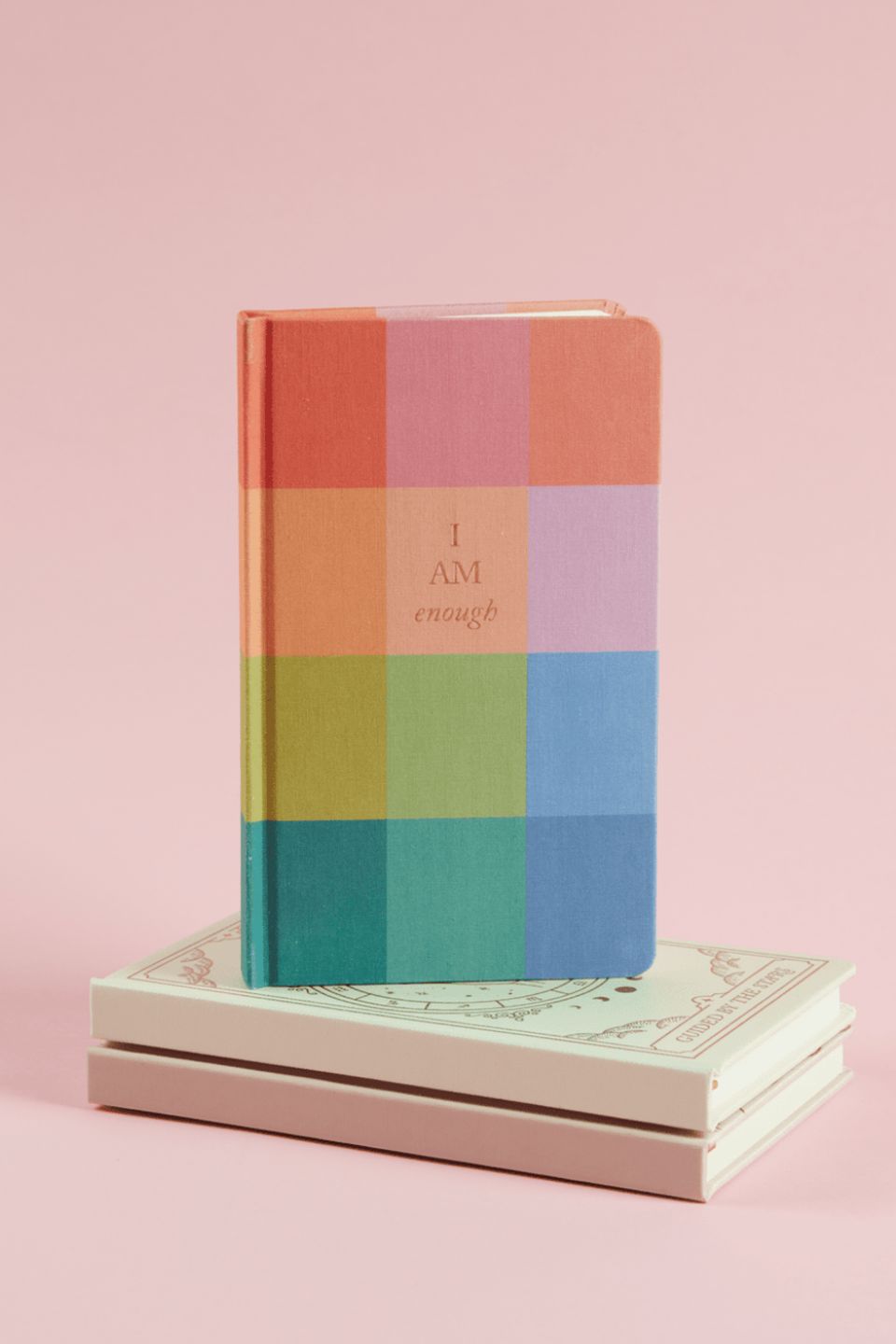 I Am Enough Rainbow Check Book Cloth Journal - Inspirational Writing Notebook for Daily Journaling, Creative Writing & Self-Reflection