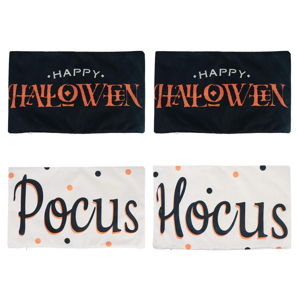 Happy Halloween Pillow Covers Set of 4 - Trick or Treat Cushion Cases for Sofa, Bed Decor - Perfect for Halloween Party, Home Decorations & Seasonal Festive Atmosphere