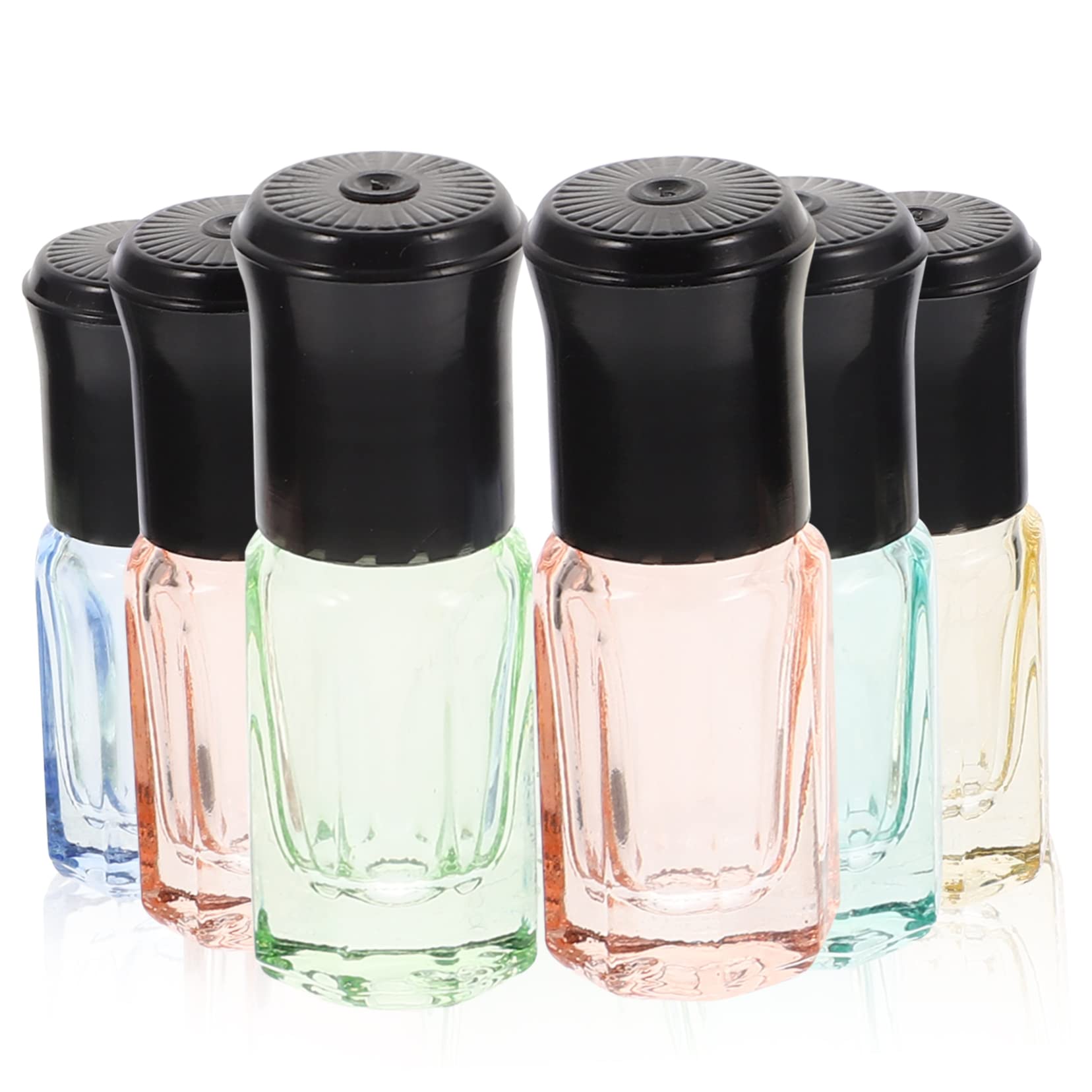 FRCOLOR 6-Piece Octagonal Roller Bottle Set - Leak-Proof Travel Containers for Essential Oils, Perfumes & Cosmetics | Refillable Glass Roll-On Bottles with Clear Design | Perfect for Travel, Gym & DIY Beauty Products