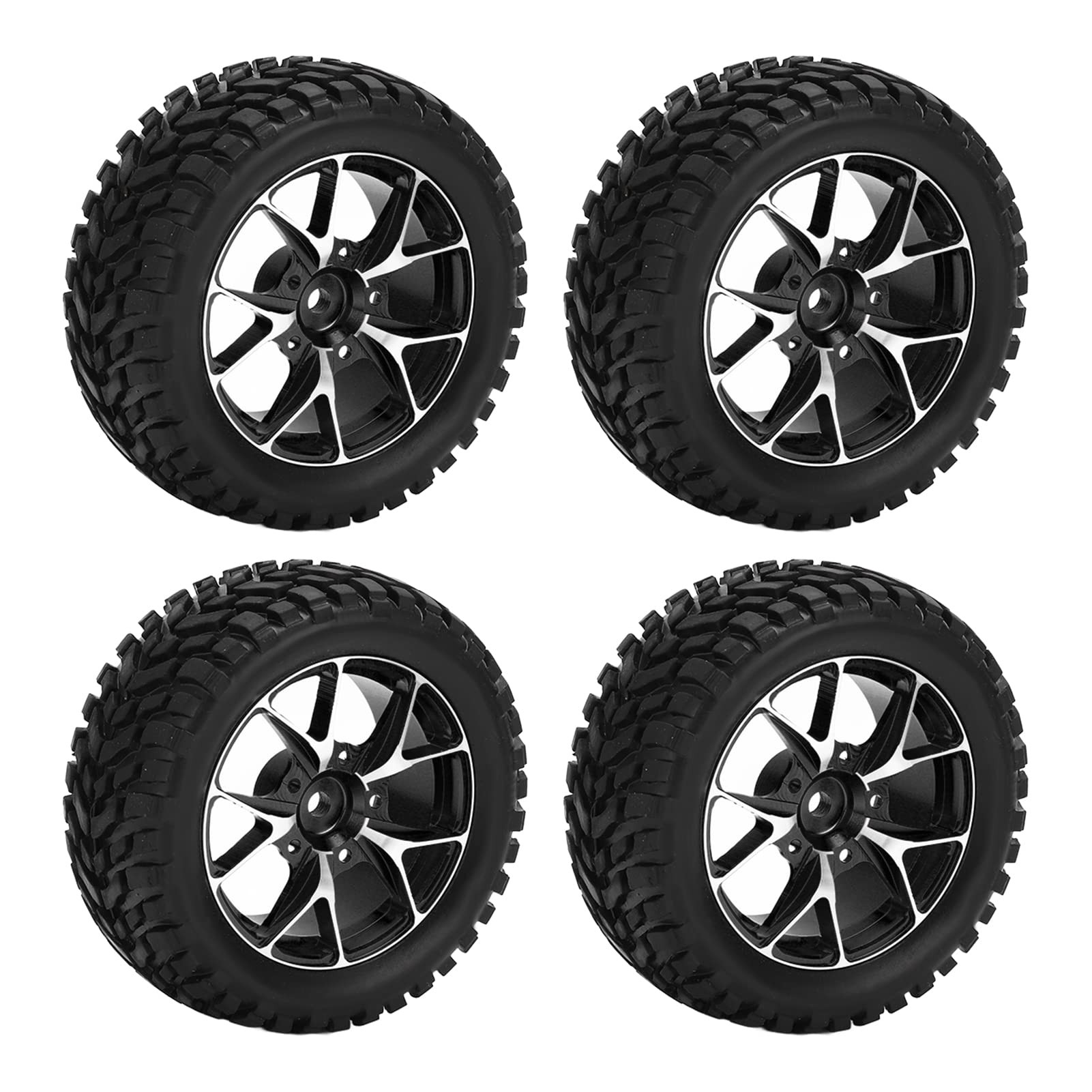 BTIHCEUOT 1/10 Scale RC Rubber Tires - High Performance Durable Off-Road Tires with Strong Cushioning & Wear Resistance for RC Sports Cars (Black) | Perfect for Racing, Drifting & Off-Road Adventures
