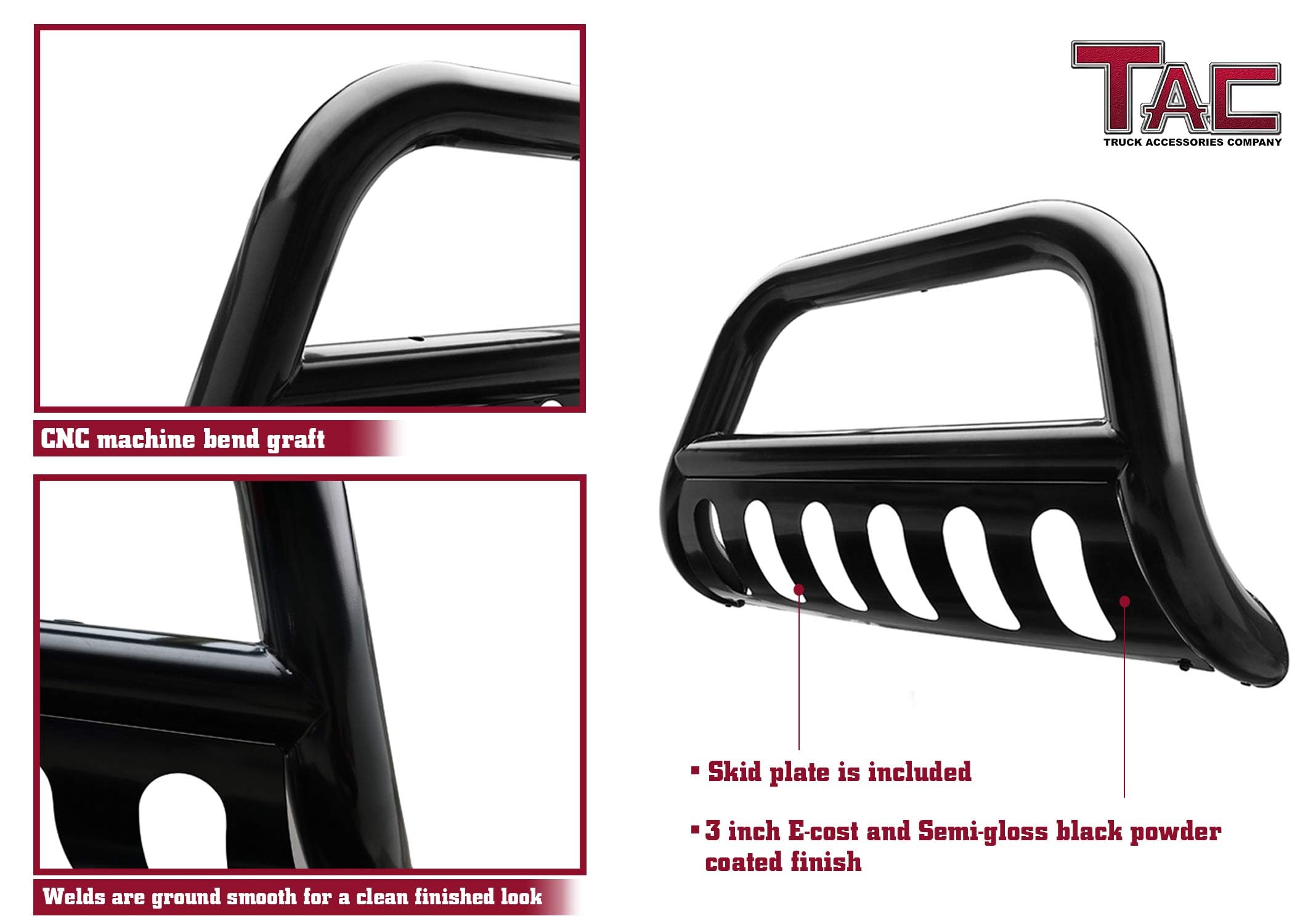 Black TAC Bull Bar for 2010-2024 Toyota 4Runner (Excludes Limited/Nightshade/TRD Sport) - Off-Road Bumper Guard for SUV Adventures