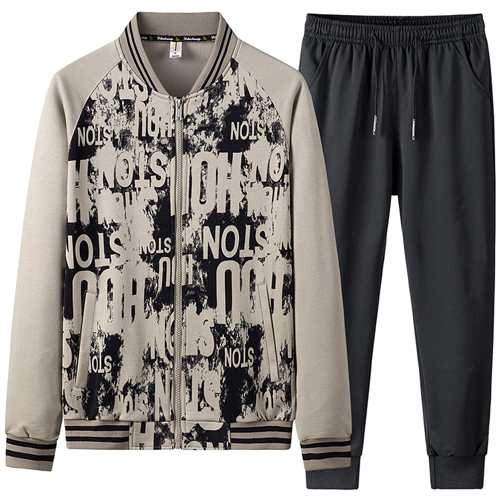 **JUNGE Men's 2-Piece Jogging Suit Set - Athletic Hoodie & Sweatpants Tracksuit for Running, Gym & Casual Wear**