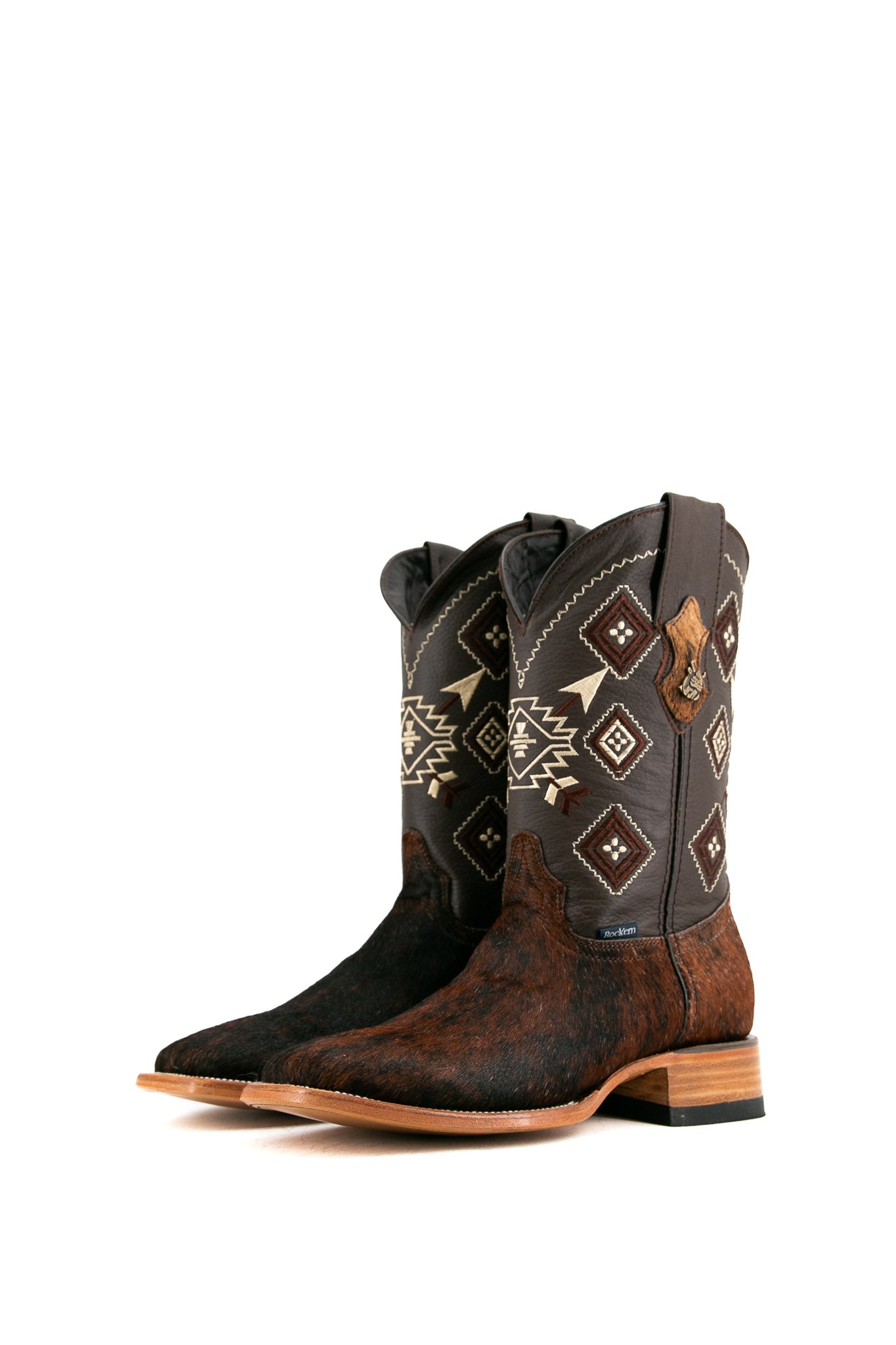 Premium Red Angus Cowhide Square Toe Cowboy Boots - Size 8 (FM34) - Durable & Comfortable Western Boots for Rodeo, Country Dance & Outdoor Adventures