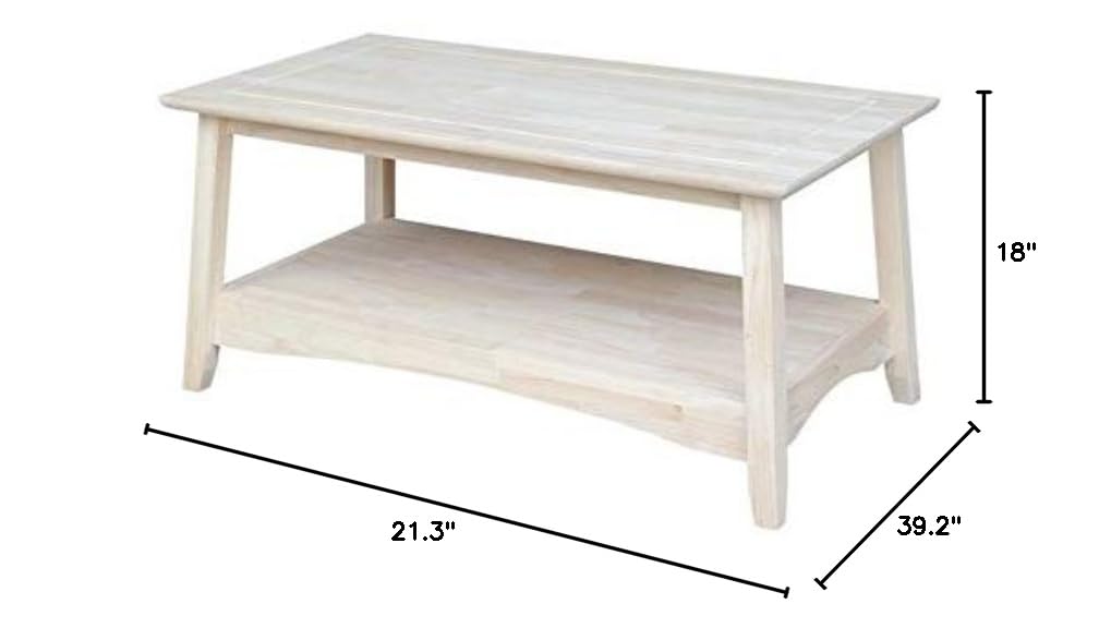 Unfinished International Concepts Bombay Tall Coffee Table - Modern Living Room Furniture for Home Decor & Entertaining