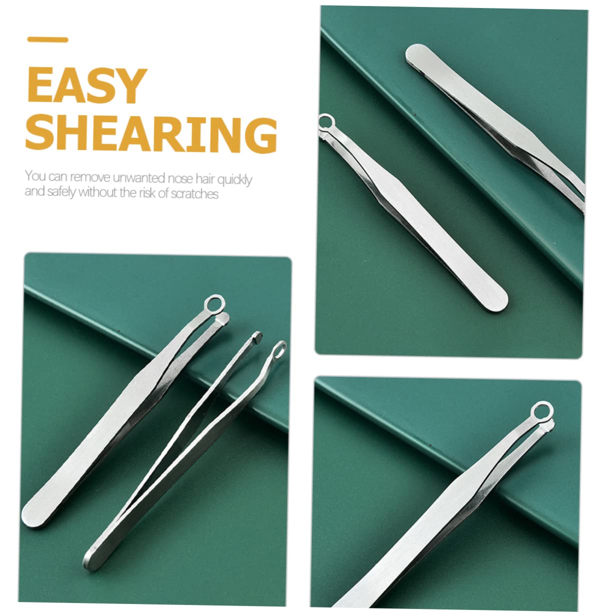 IPetBoom 4-Pack Stainless Steel Round Nose Hair Clippers & Trimmer for Men - Black Nasal Hair Remover, Tweezers, Brow Grooming Kit | Perfect for Home Grooming, Travel & Professional Use
