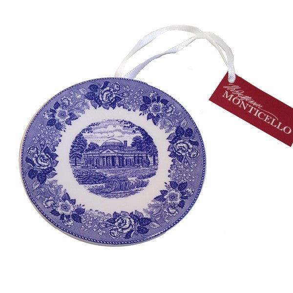 Monticello Blue Mini Plate Ornament - Handcrafted Ceramic Decorative Plate for Wall Display, Christmas Tree, Gift Giving & Home Décor