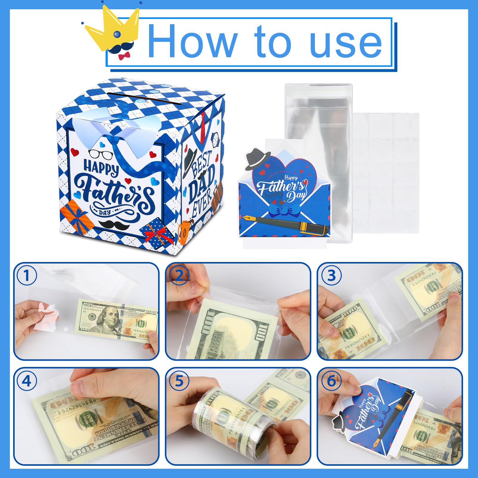 Father's Day Money Pull Box - Cash Gift Surprise Box for Birthday Parties & Celebrations | Perfect for Dad's Birthday, Retirement, or Special Occasions | 326-6672