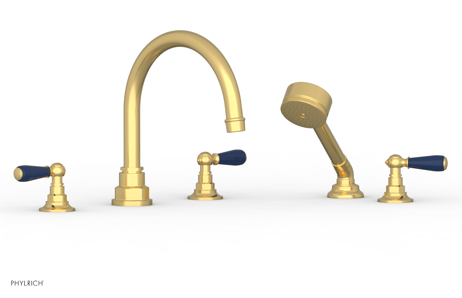 Jamestown Deck Tub Set with Hand Shower - Lever Handles & Navy Blue Accents - 165.49