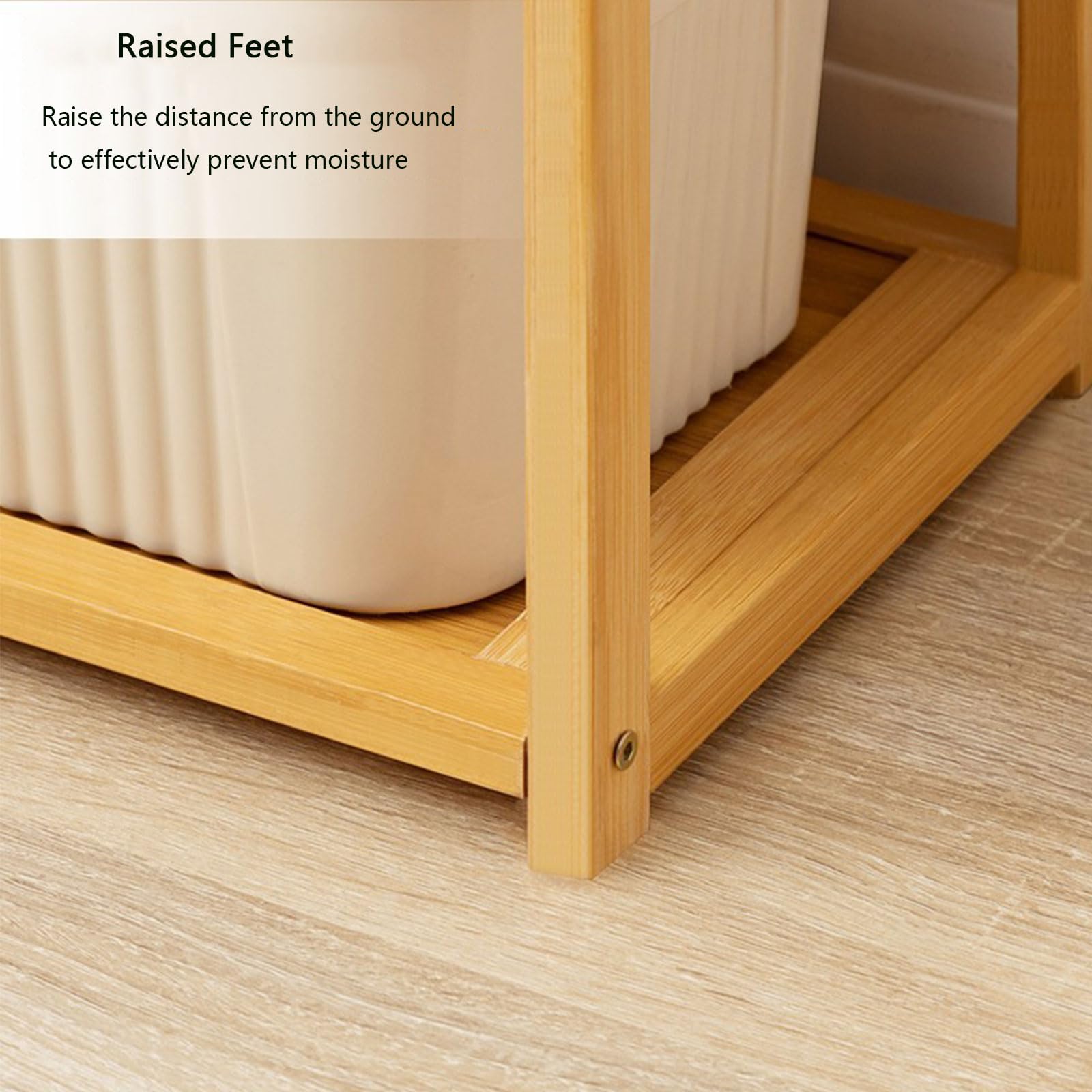Freestanding Bamboo Coat Rack with Storage Shelves - Space Saving Clothes Organizer for Bedroom, Living Room, Hallway & Entryway - Easy to Assemble (78x25x146cm) - Perfect for Small Spaces, Apartment Dorm Organization & Seasonal Clothing Storage