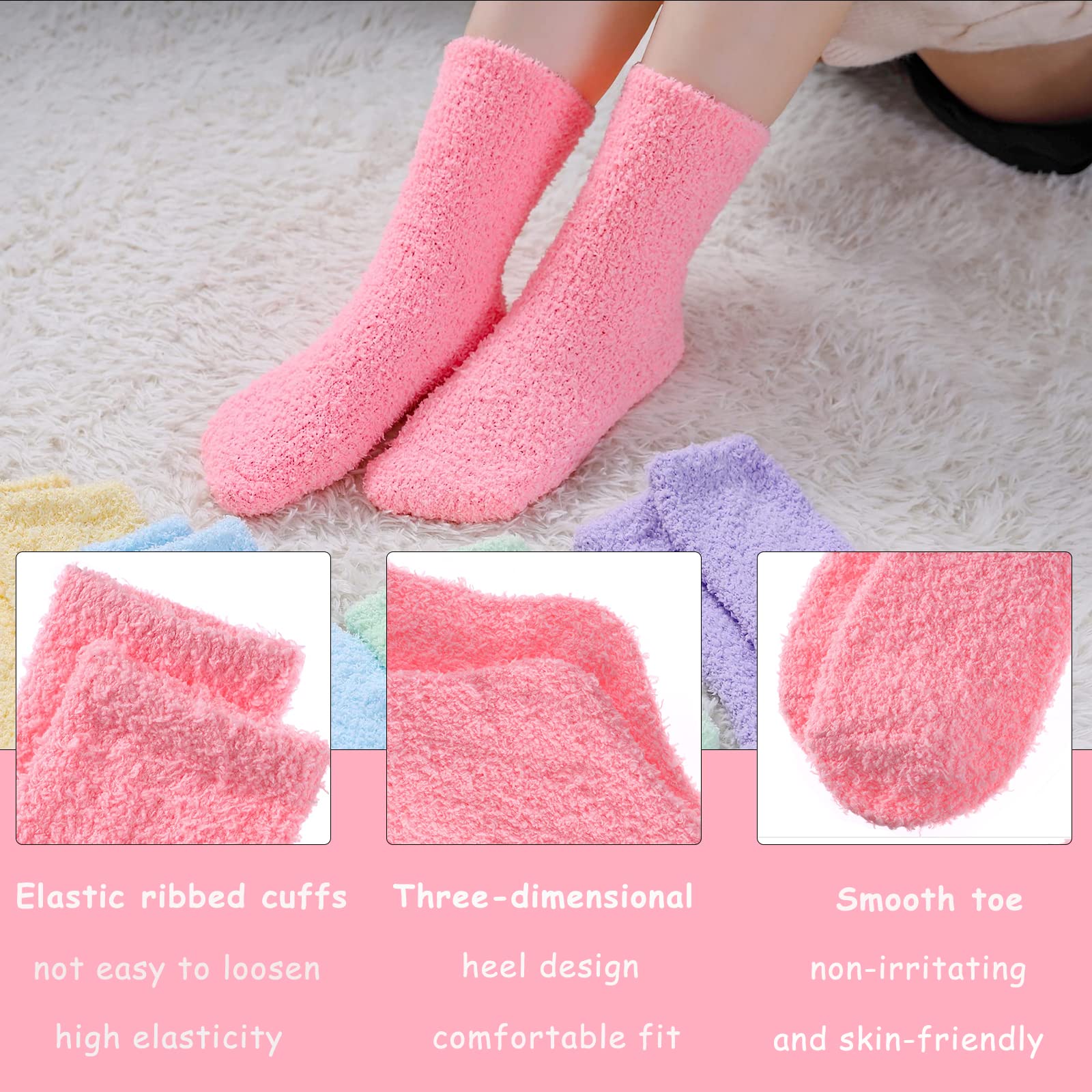 Josnow Women's Fluffy Fuzzy Socks - Ultra Soft Warm Thermal Bed Socks for Winter, Cozy House Slippers - Perfect Christmas Gifts for Mom, Wife, Daughter | Great for Lounging, Sleeping & Cold Weather Comfort